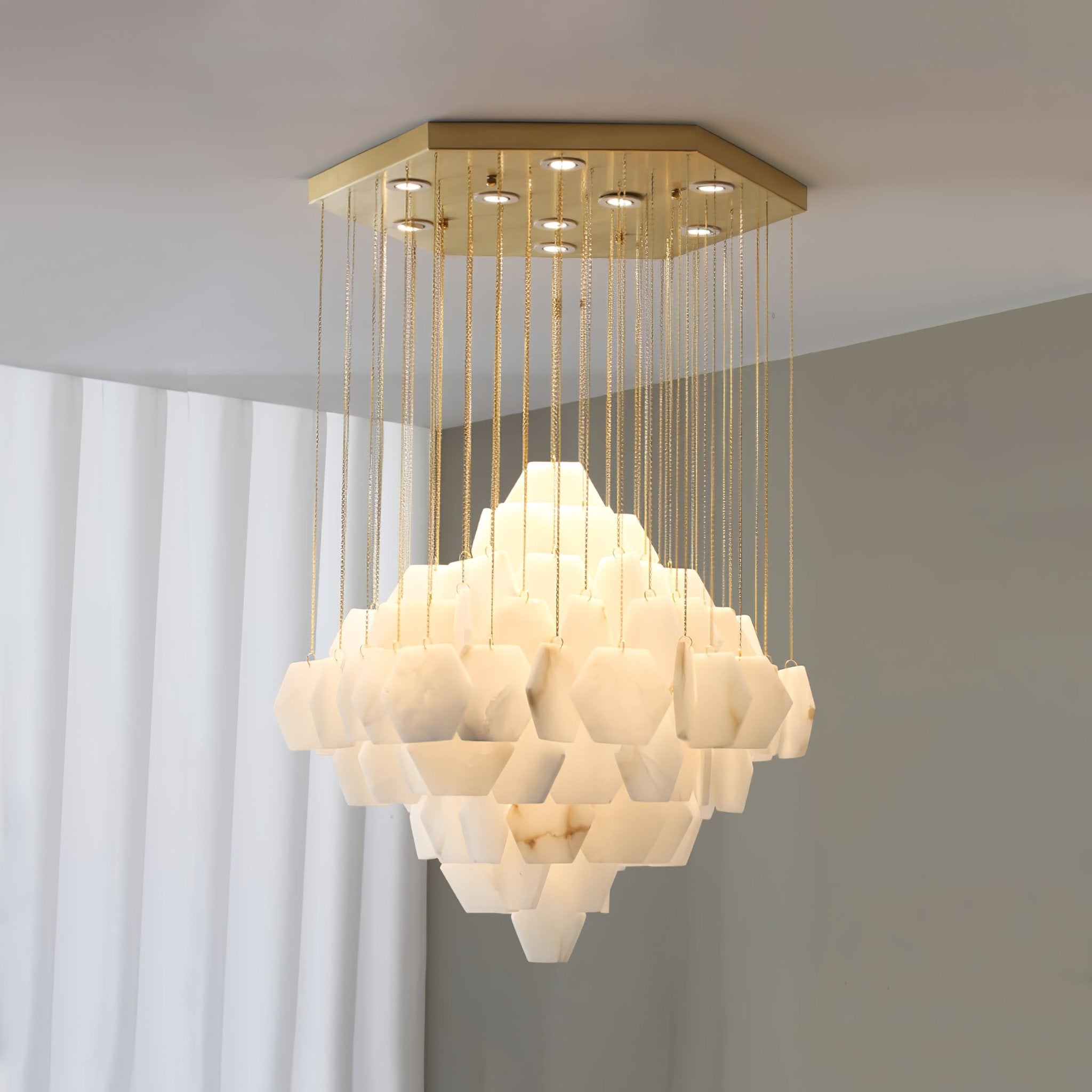Hexa Alabaster Cascade Chandelier - Yovalighting