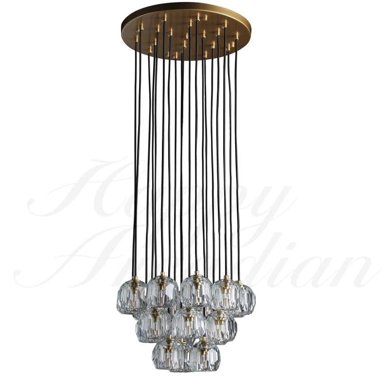 HA Bola De Crystal Round Cluster Chandelier
