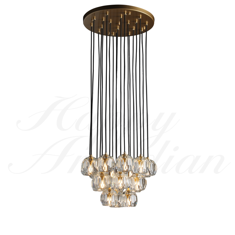 HA Bola De Crystal Round Cluster Chandelier