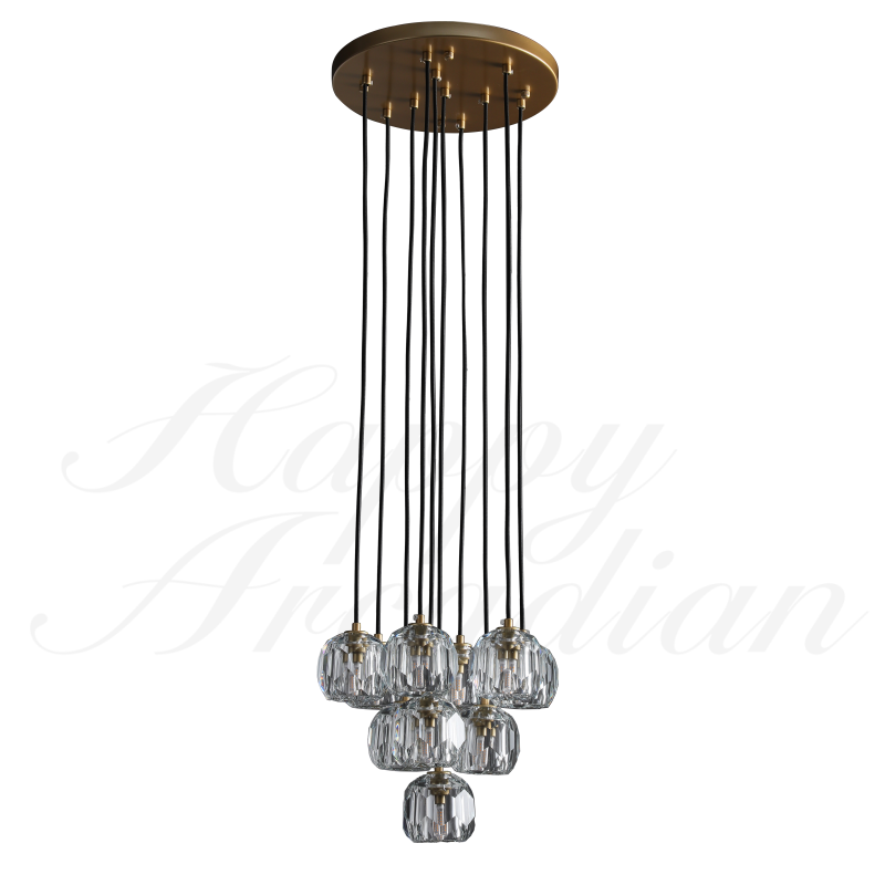 HA Bola De Crystal Round Cluster Chandelier