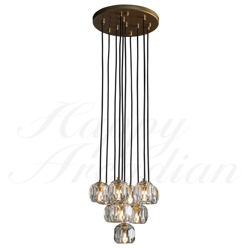 HA Bola De Crystal Round Cluster Chandelier
