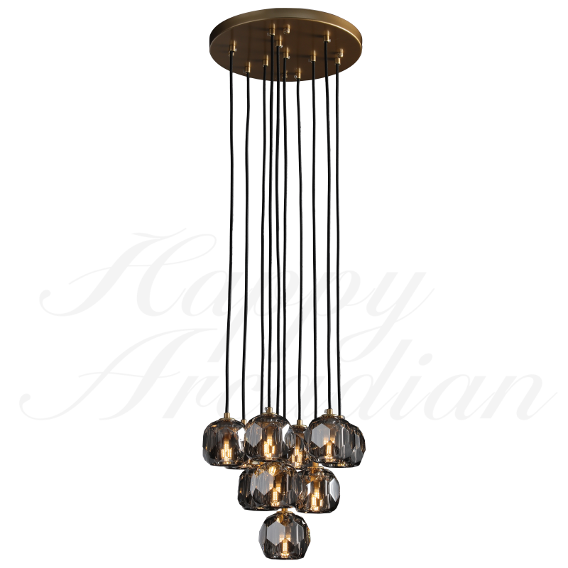 HA Bola De Crystal Round Cluster Chandelier