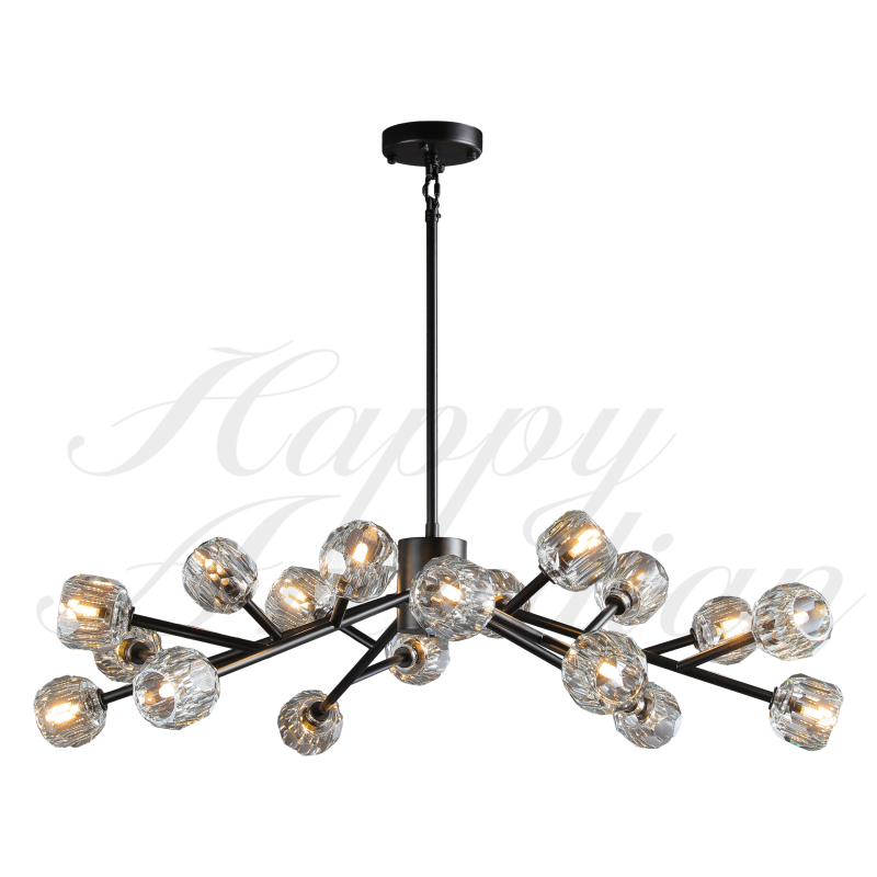 HA Bola De Smoke Crystal Round Chandelier 48"