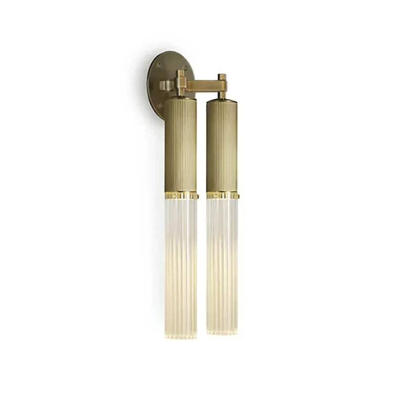 Morder Flume Double Wall Sconce with Reeded Glass Shade