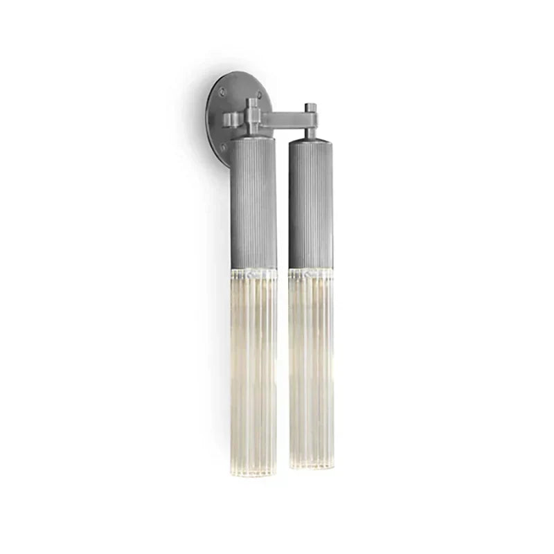 Morder Flume Double Wall Sconce with Reeded Glass Shade