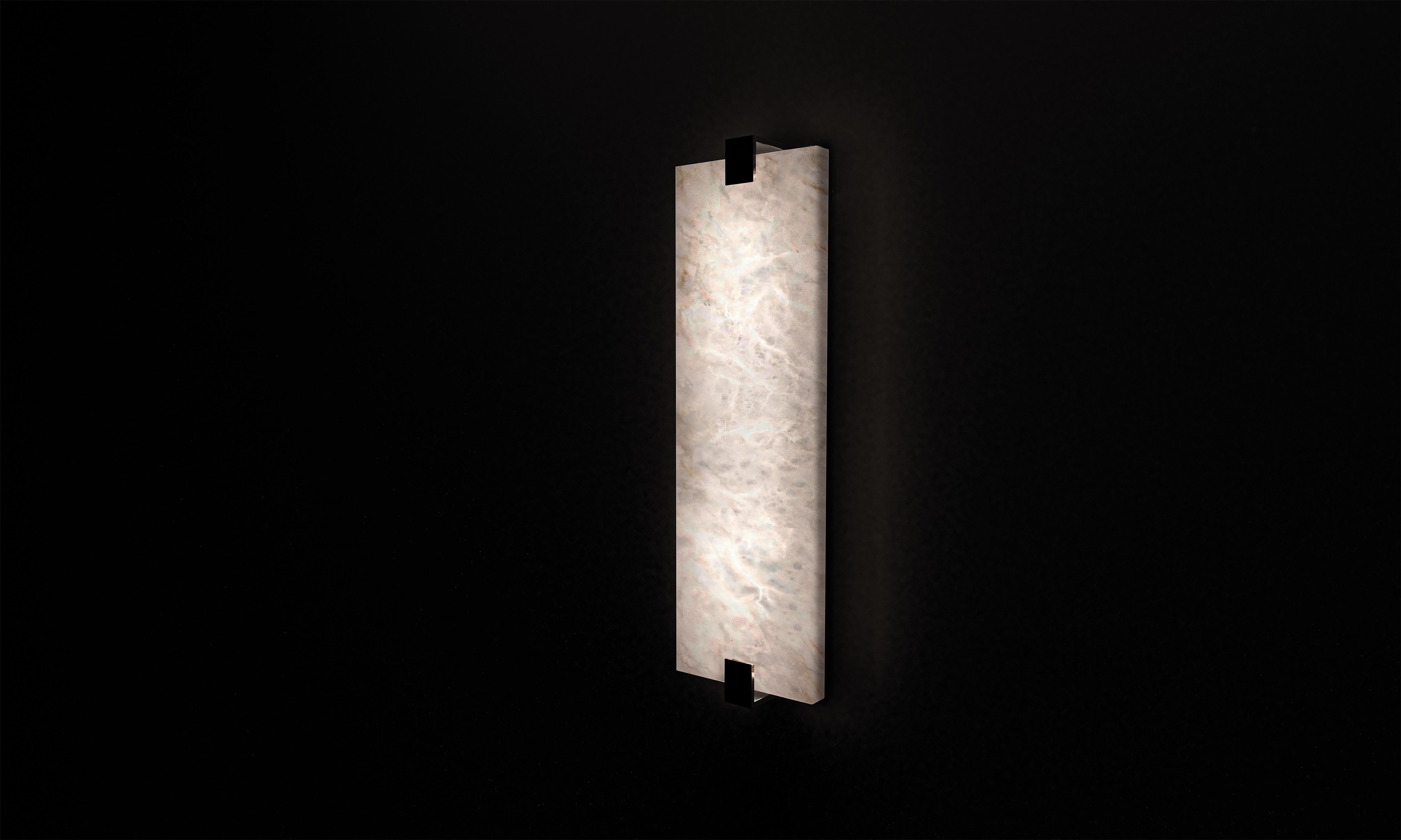 Alabaster Kairo Brass Wall Sconce with Warm White Glow