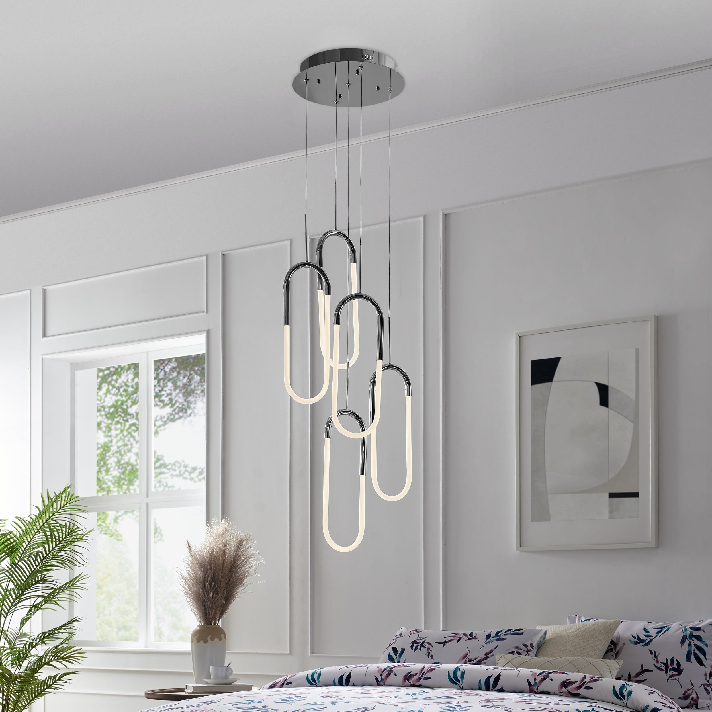 LED Five Clips Chandelier Chrome