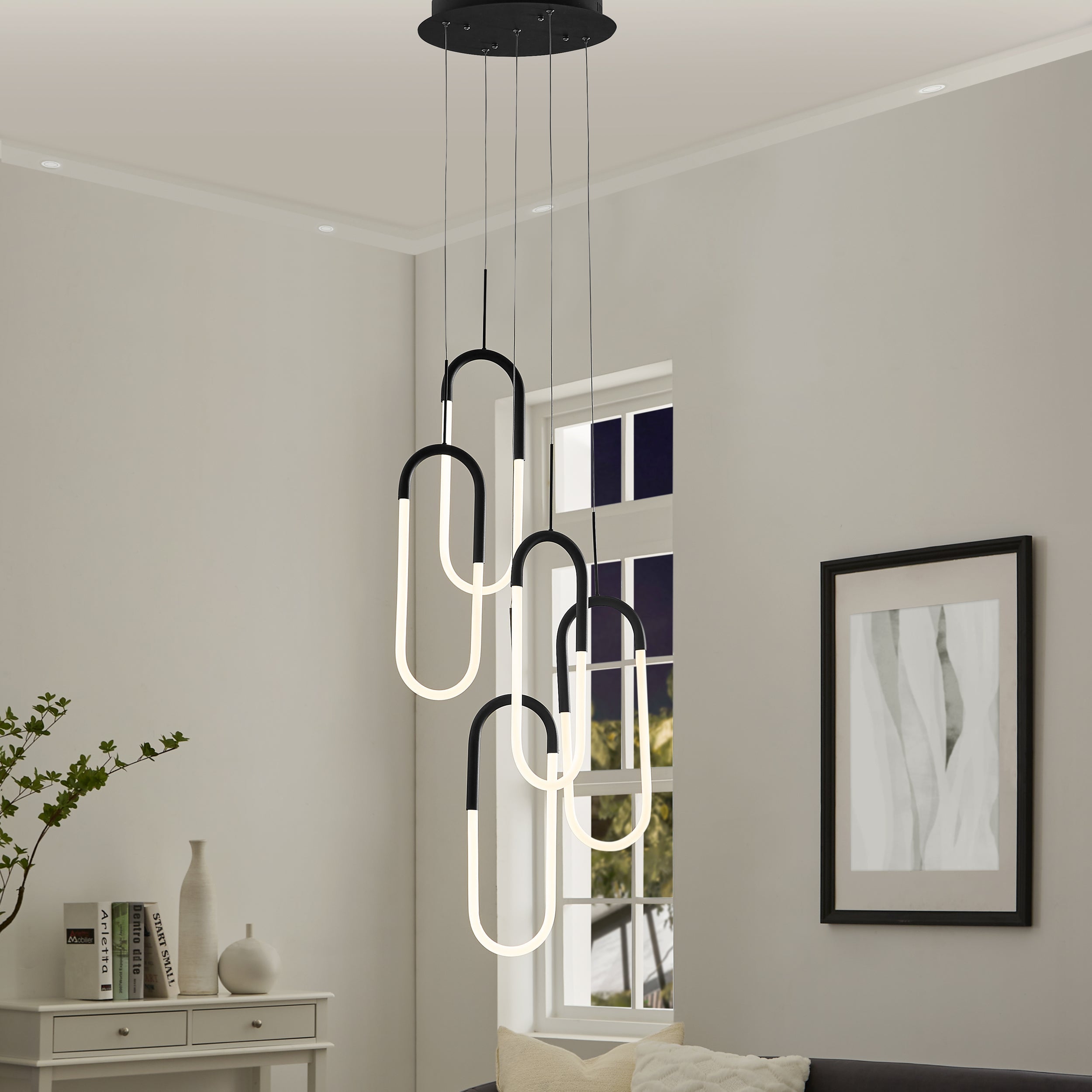 LED Five Clips Chandelier Matte Black