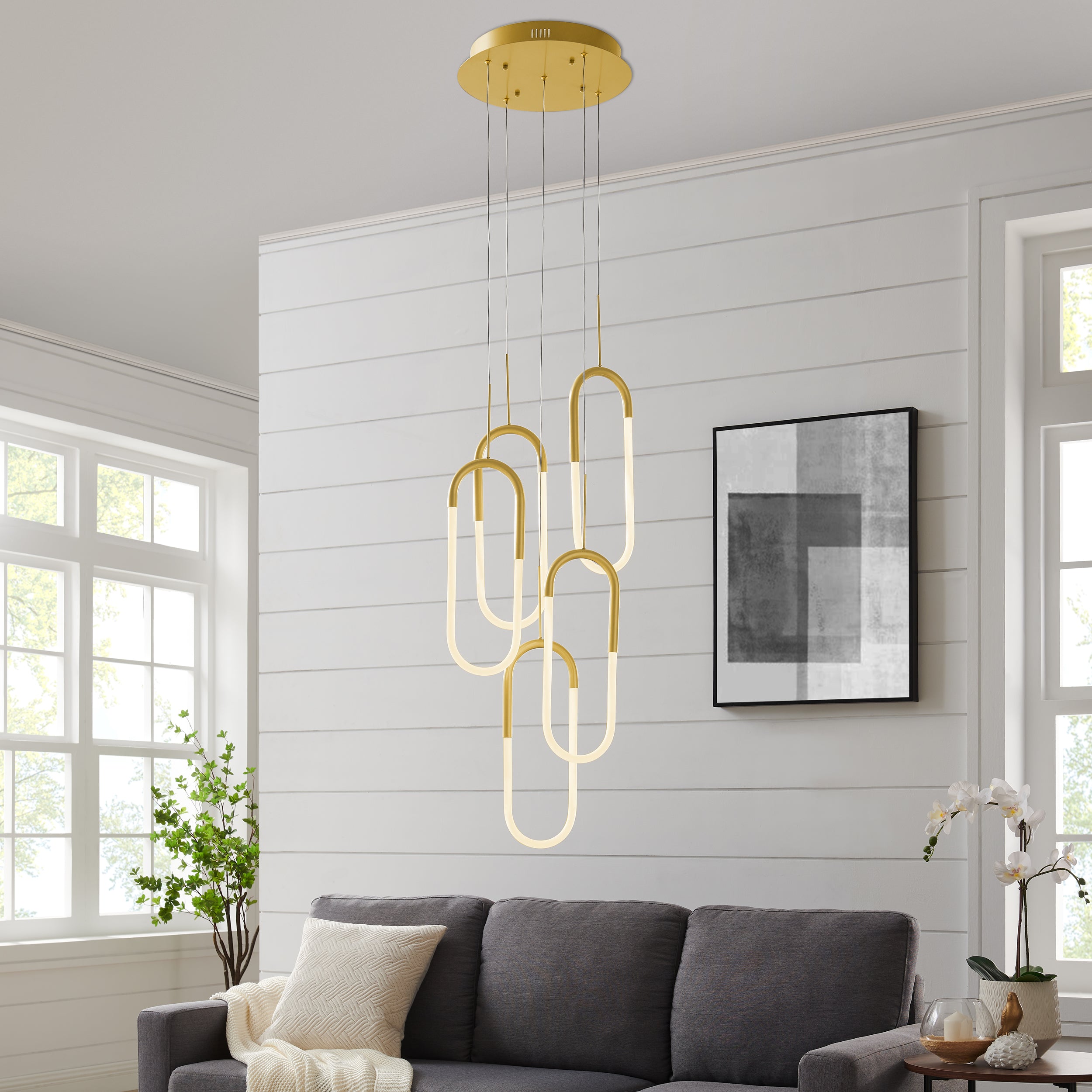 LED Five Clips Chandelier Sandy Gold