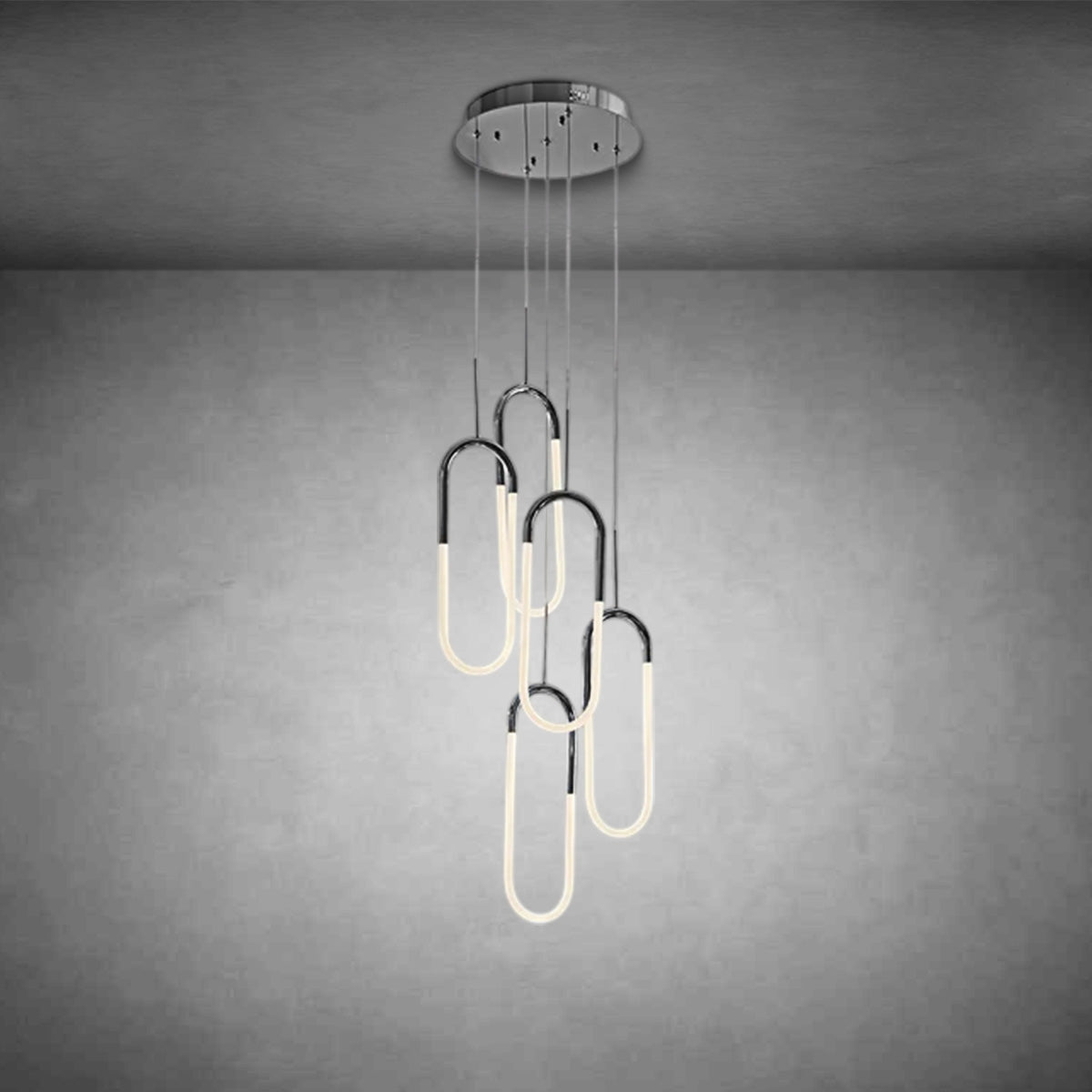 LED Five Clips Chandelier Chrome