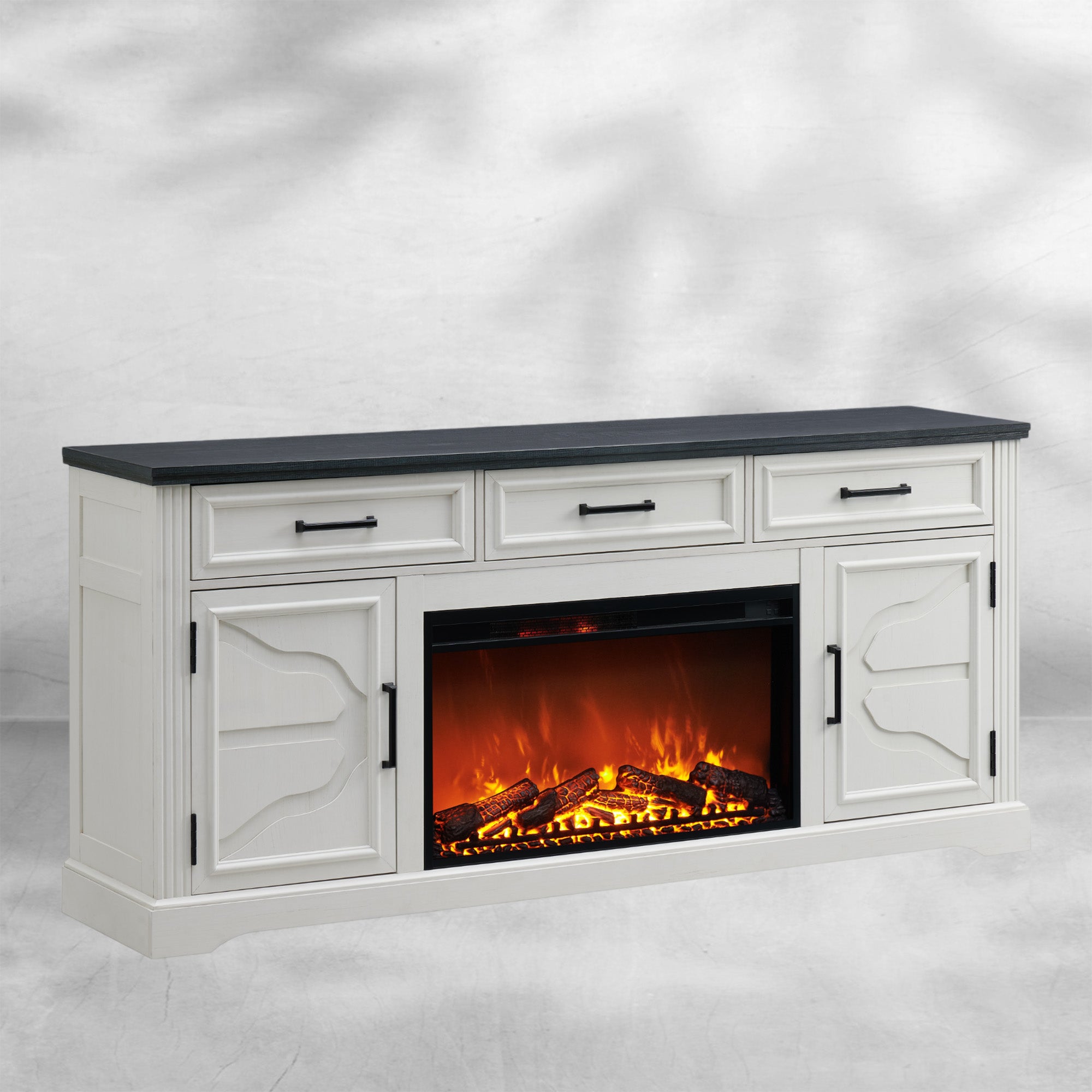 Farmhouse Fireplace TV Stand Entertainment Center
