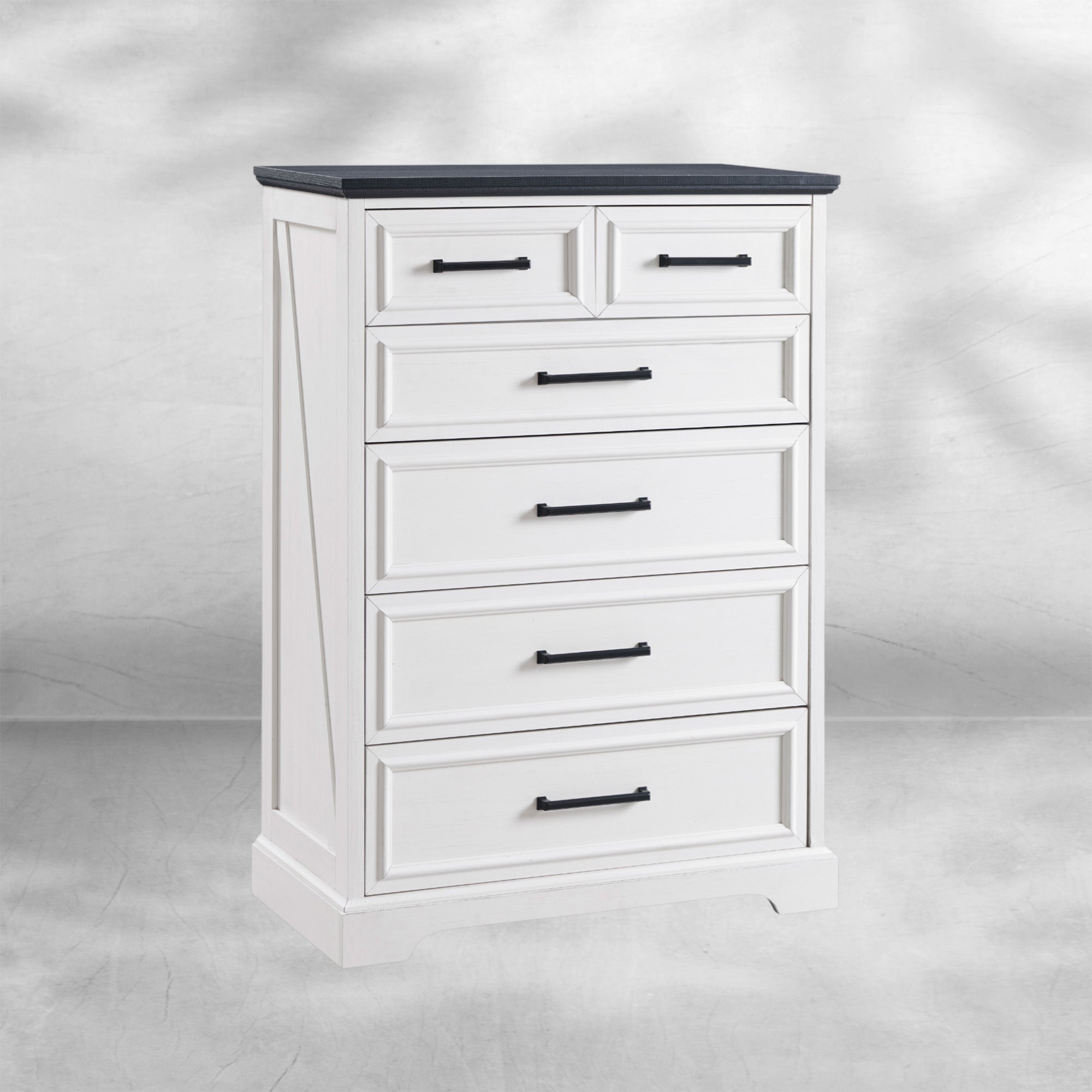Farmhouse 6-Drawer Black Dresser, Wood Organizer for Bedroom, Living Room 32''