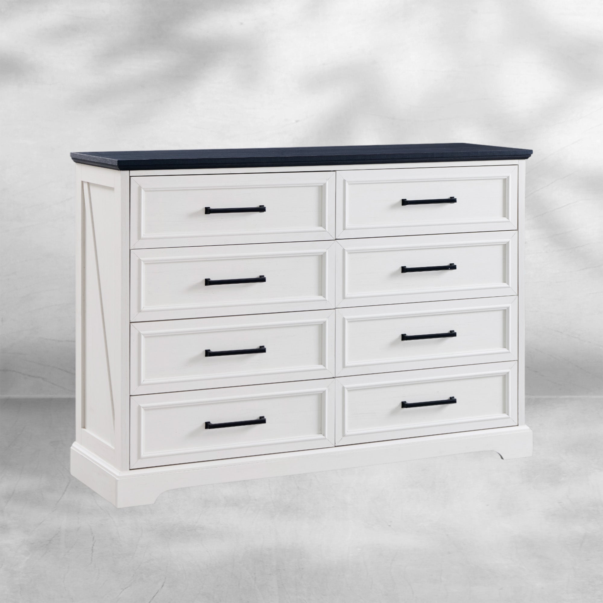 Rustic Farmhouse 8 Drawer Dresser Chest: Wide Wood Organizer 52''