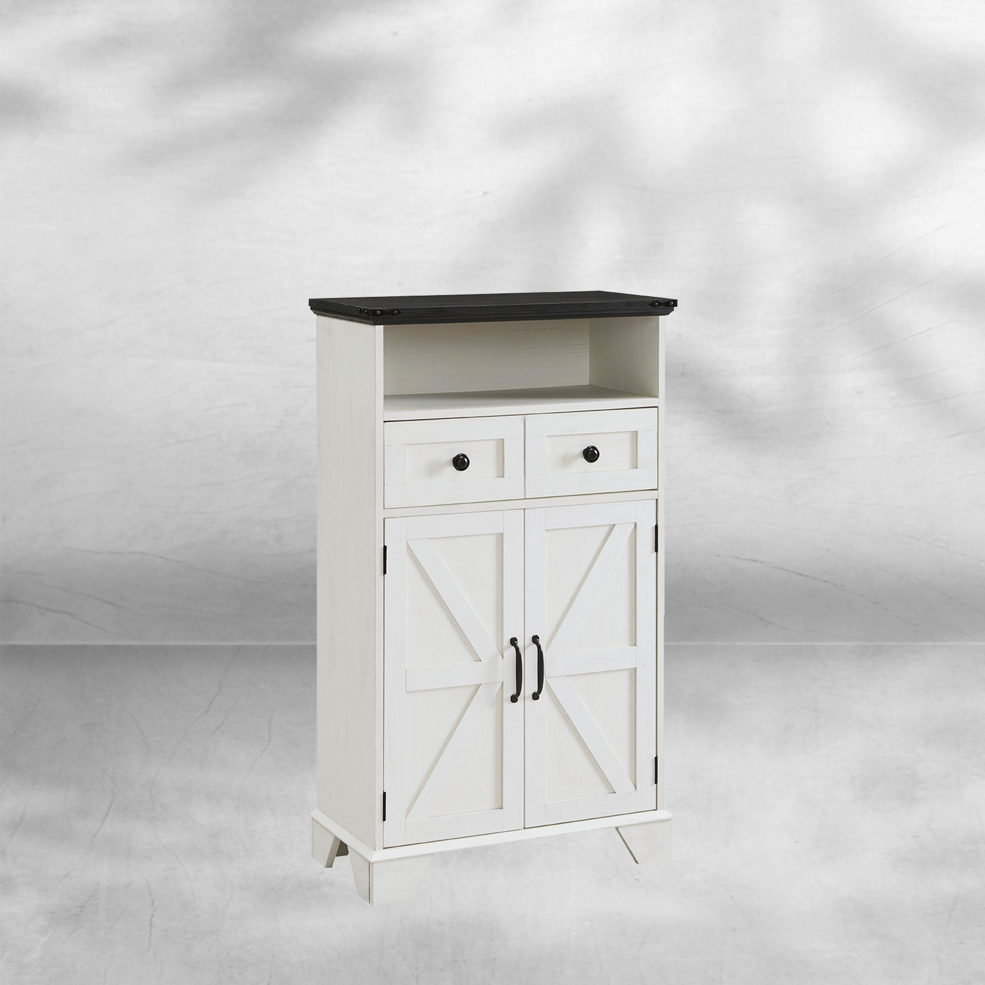 Farmhouse Bathroom Floor Cabinet with Drawer and Barn Doors