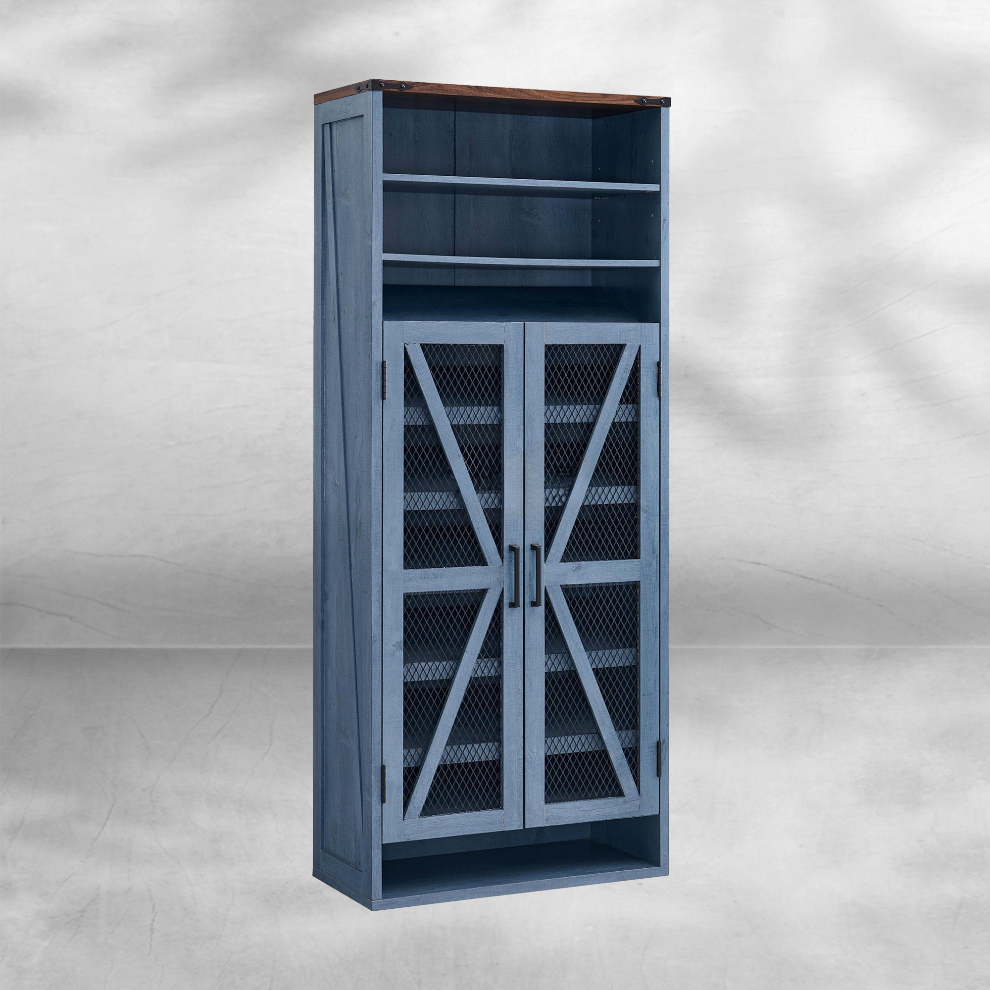 72" Tall Farmhouse Shoe Cabinet – Mesh Door, Adjustable Shelves