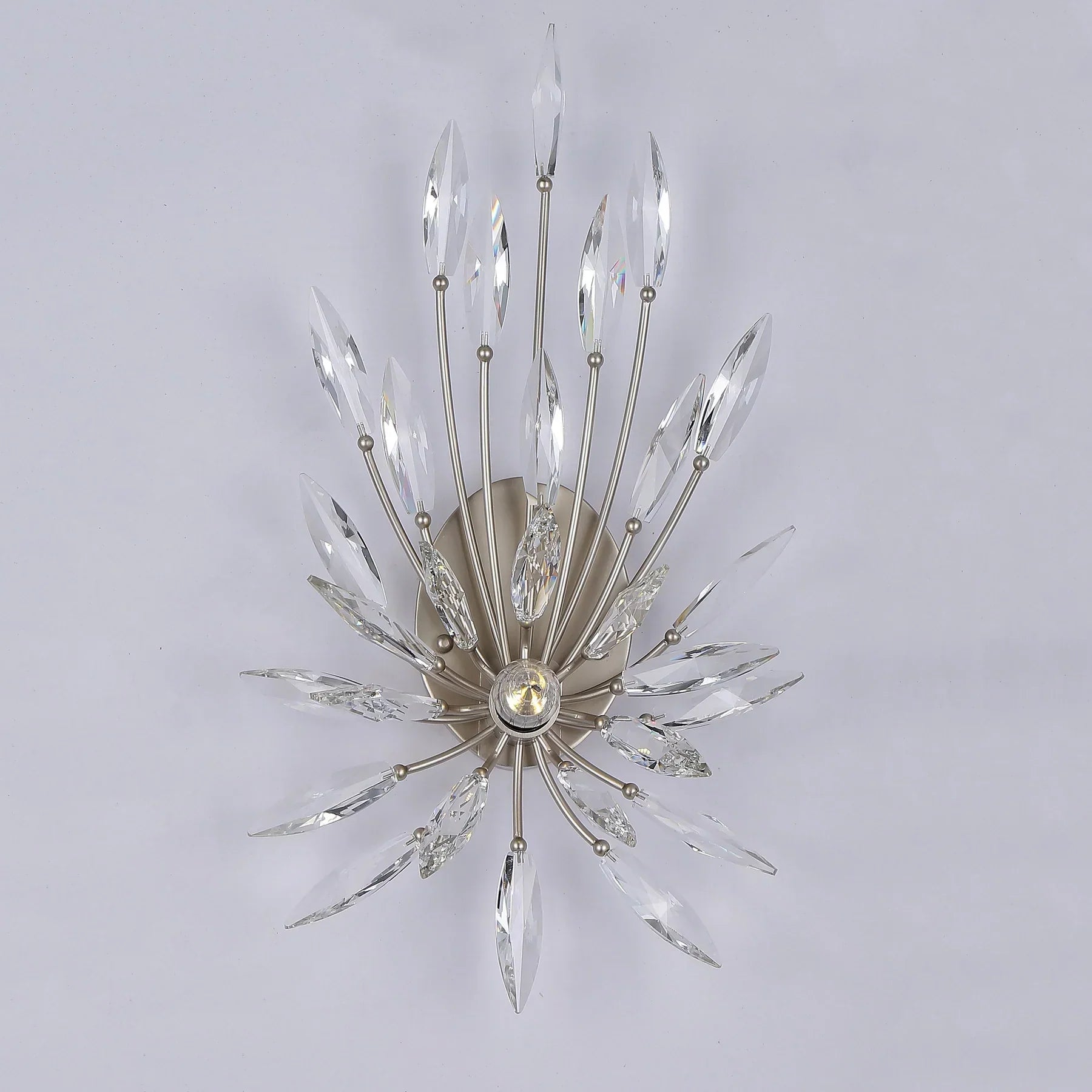Lily Starburst Crystal Sputnik Wall Sconce Elegant 12x22 Brass Finish
