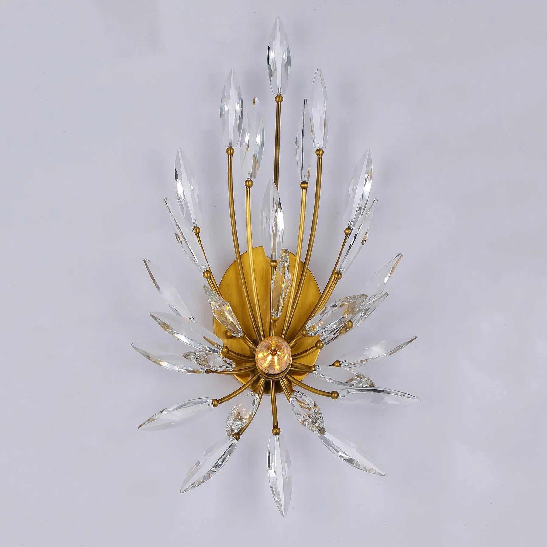 Lily Starburst Crystal Sputnik Wall Sconce Elegant 12x22 Brass Finish
