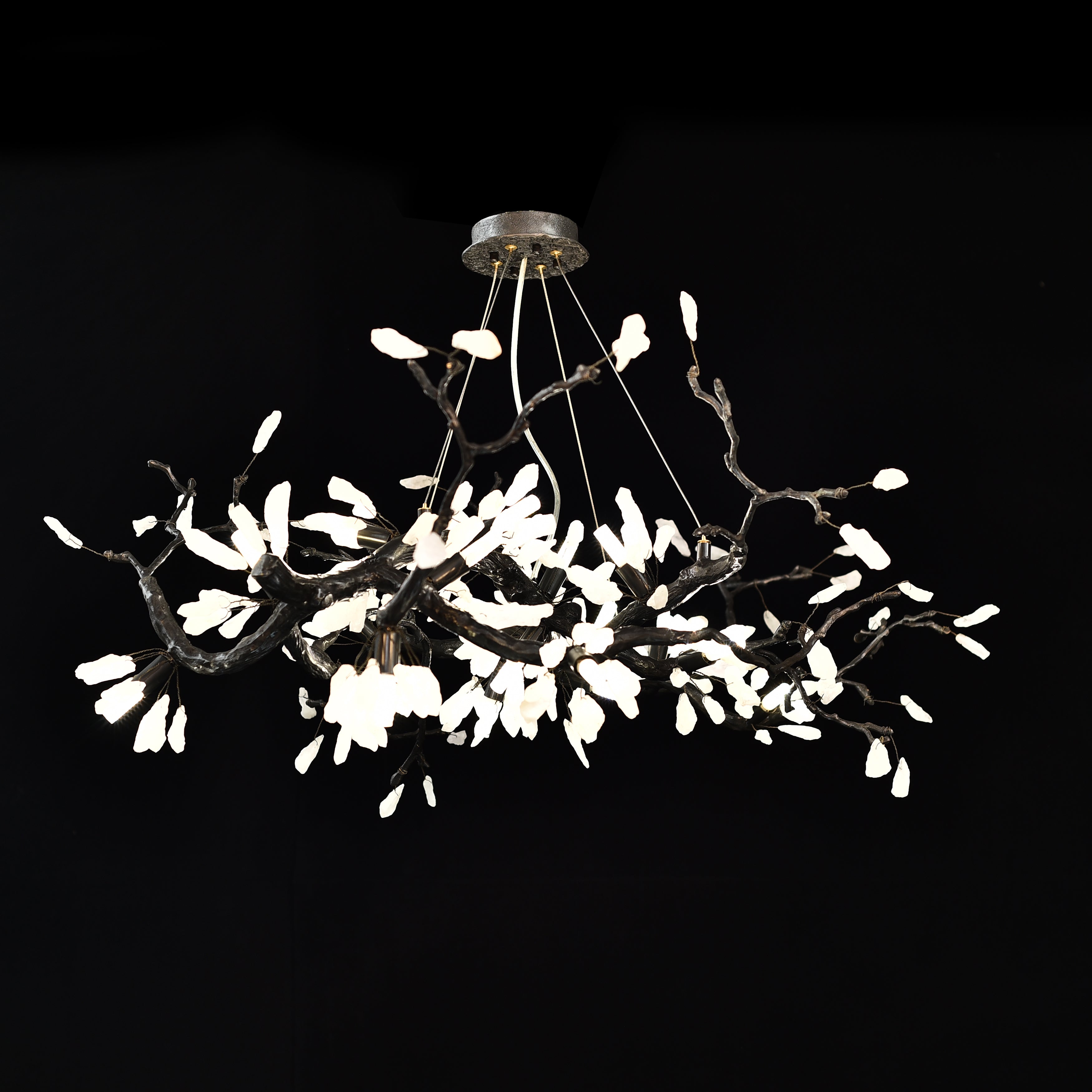 Selenite Crystal Blossom Branching Tree Chandelier