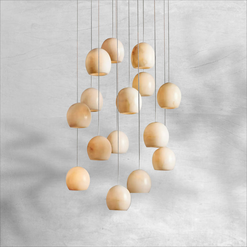 Maeva Round Alabster Chandelier 7'' 15'' 36''