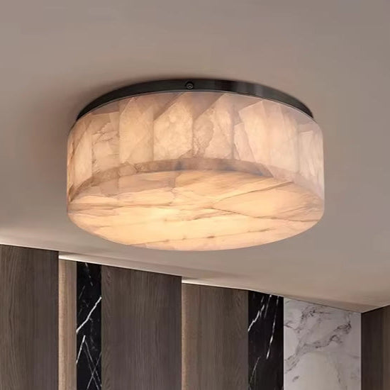 HA Cressida Modern Calcite Round Flushmount 6'' 10'' 14'' For Bedroom, Bathroom