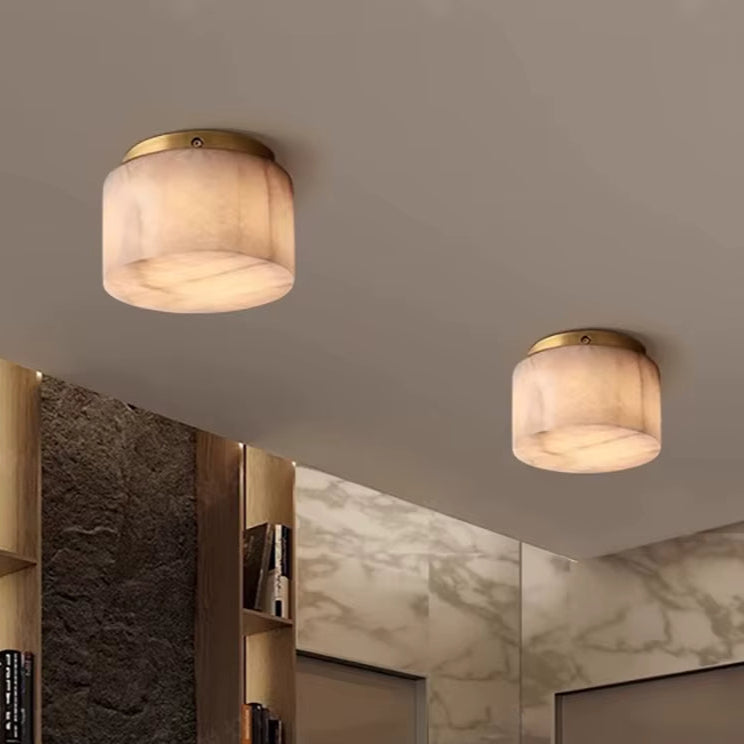 HA Cressida Modern Calcite Round Flushmount 6'' 10'' 14'' For Bedroom, Bathroom