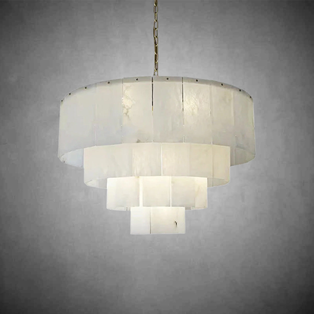 Mancy Classic Alabaster Multi-Layer Round chandelier 31"