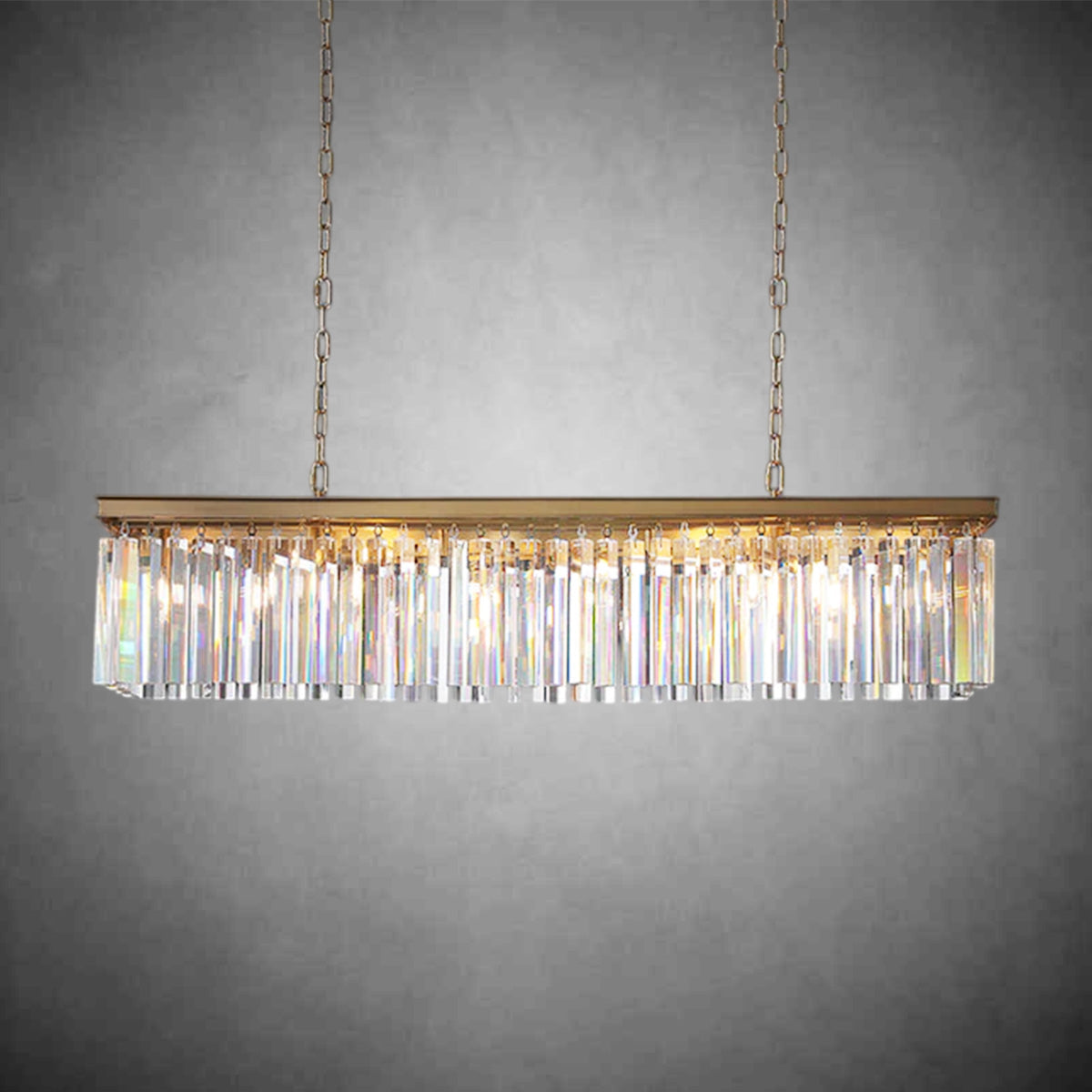 Zestra K9 Crystal Rectangular Chandelier 49"