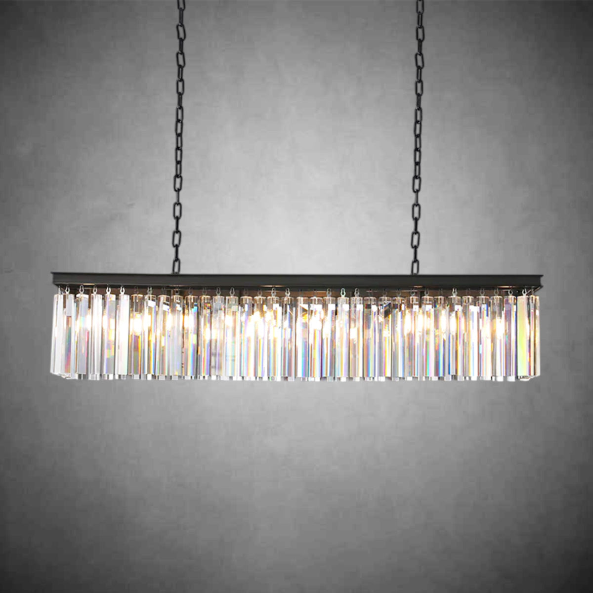 Zestra K9 Crystal Rectangular Chandelier 49"