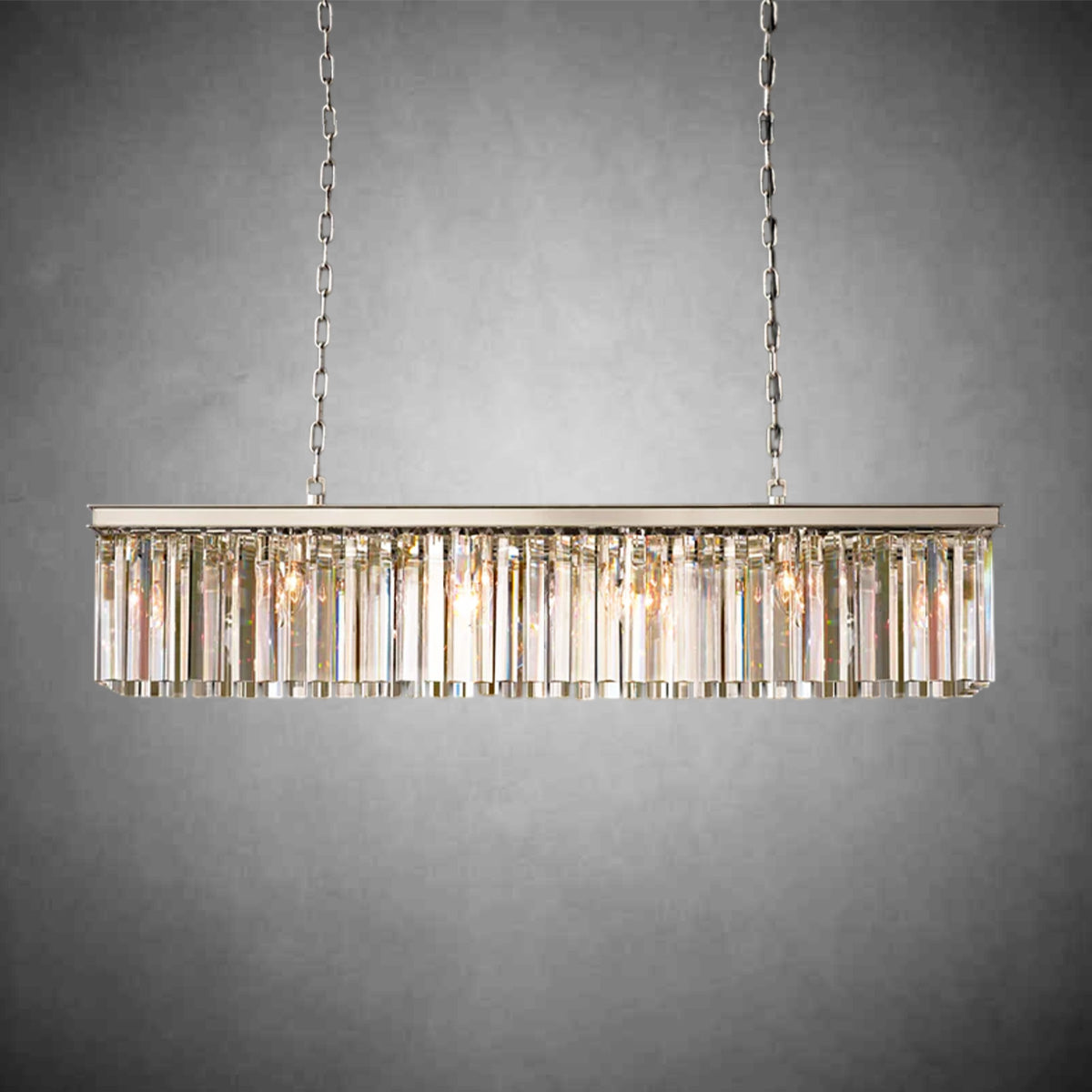 Zestra K9 Crystal Rectangular Chandelier 49"