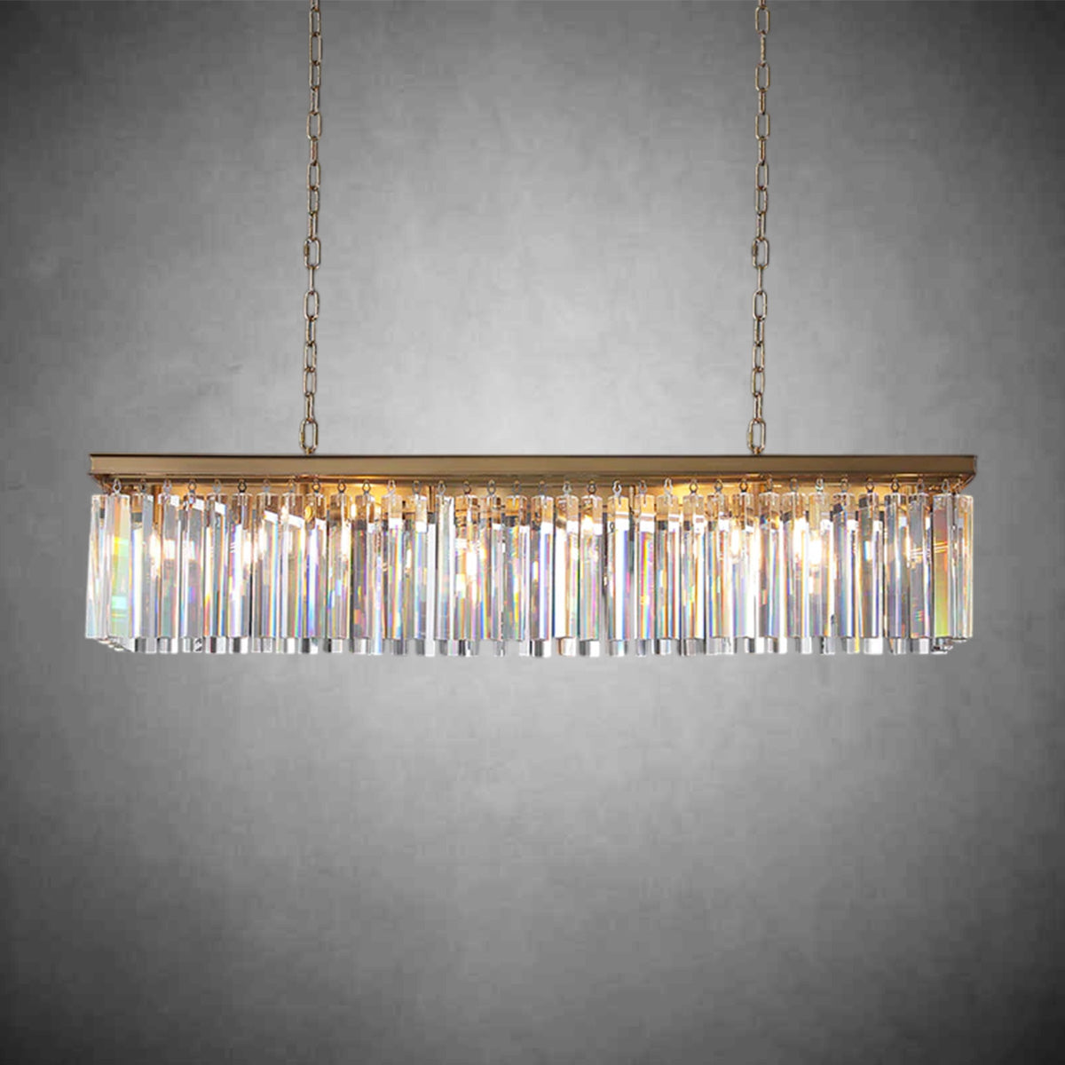 Zestra K9 Crystal Rectangular Chandelier 59"