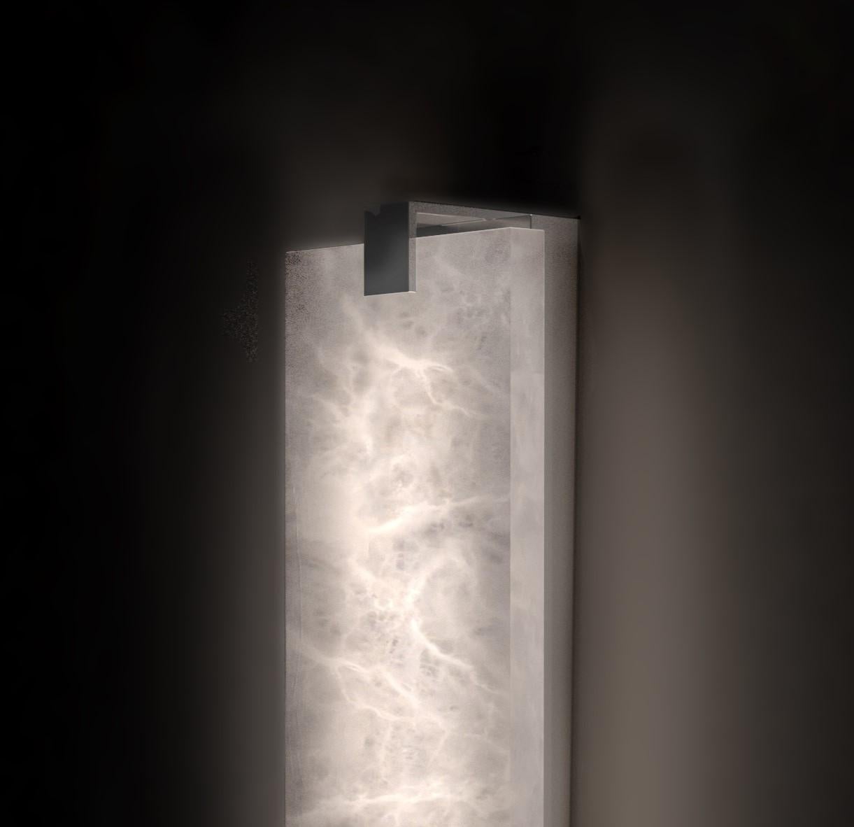 Alabaster Kairo Brass Wall Sconce with Warm White Glow