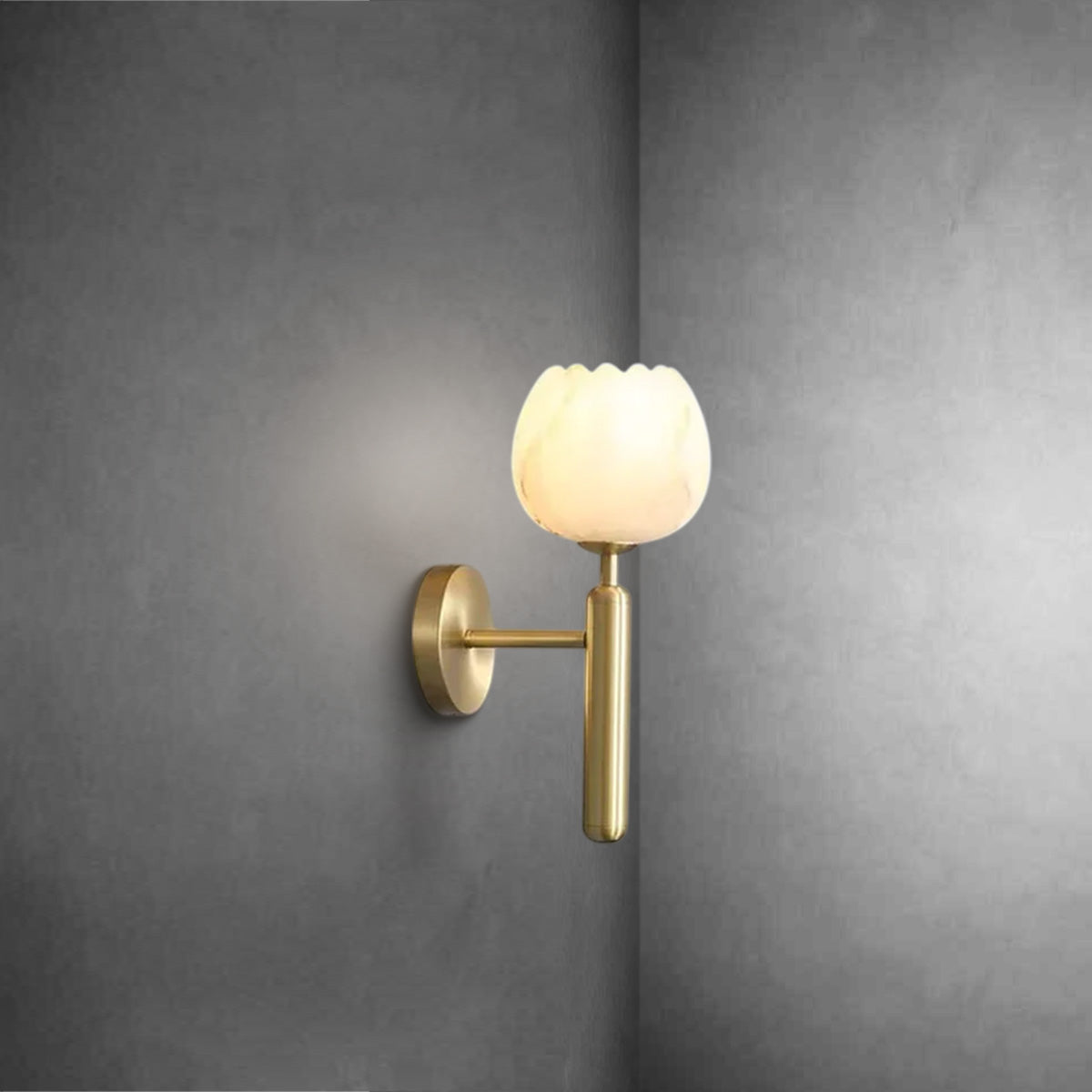 Modern Alabaster Globe Wall Sconce For Bedroom
