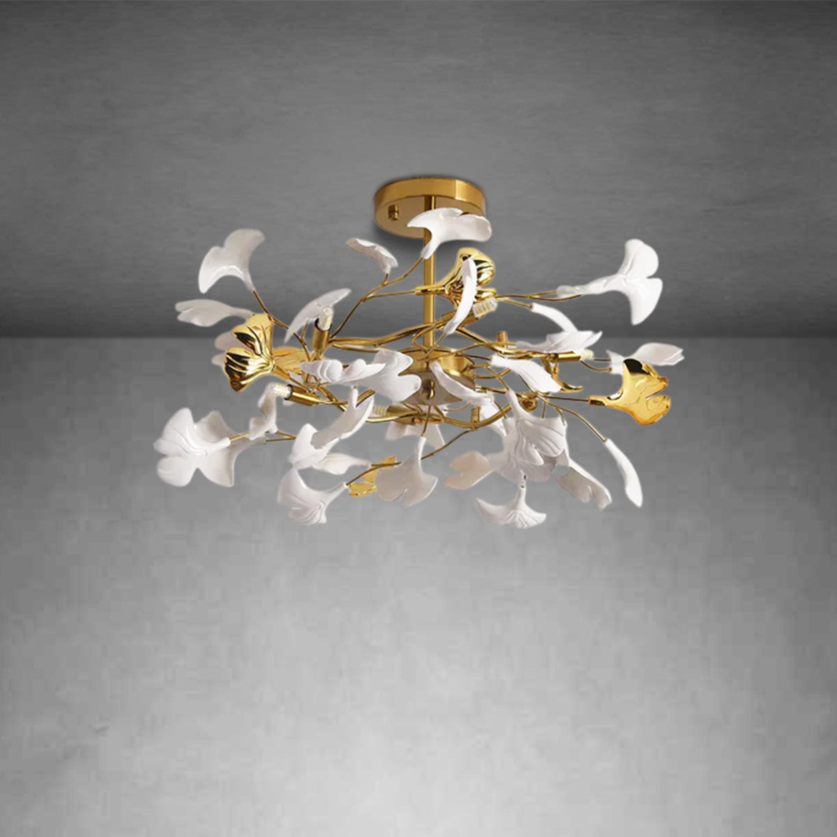 Modern Ceramic Gingko Chandelier for Living Room/Bedroom
