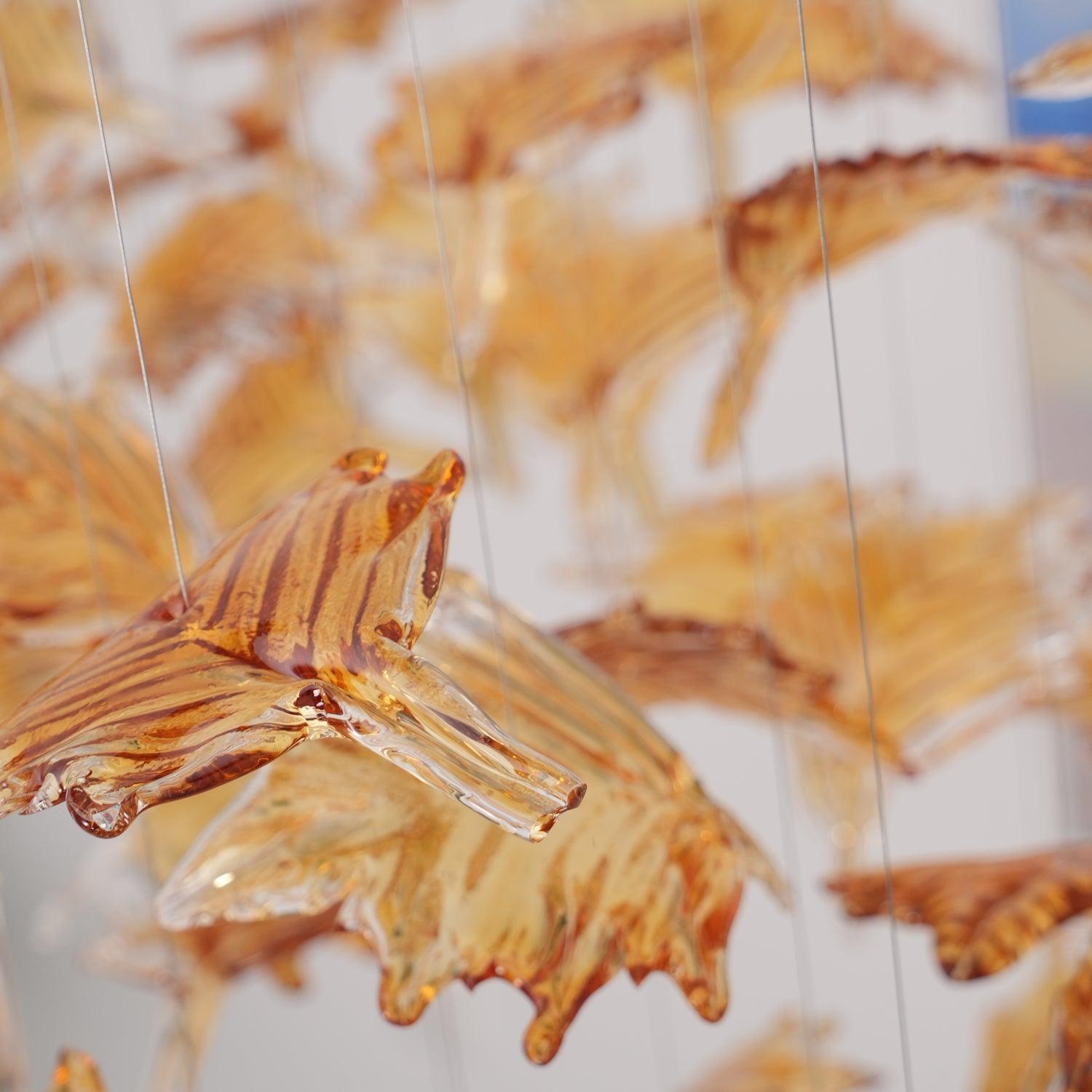 Multicolor Crystal Spiral Maple Leaf Chandelier