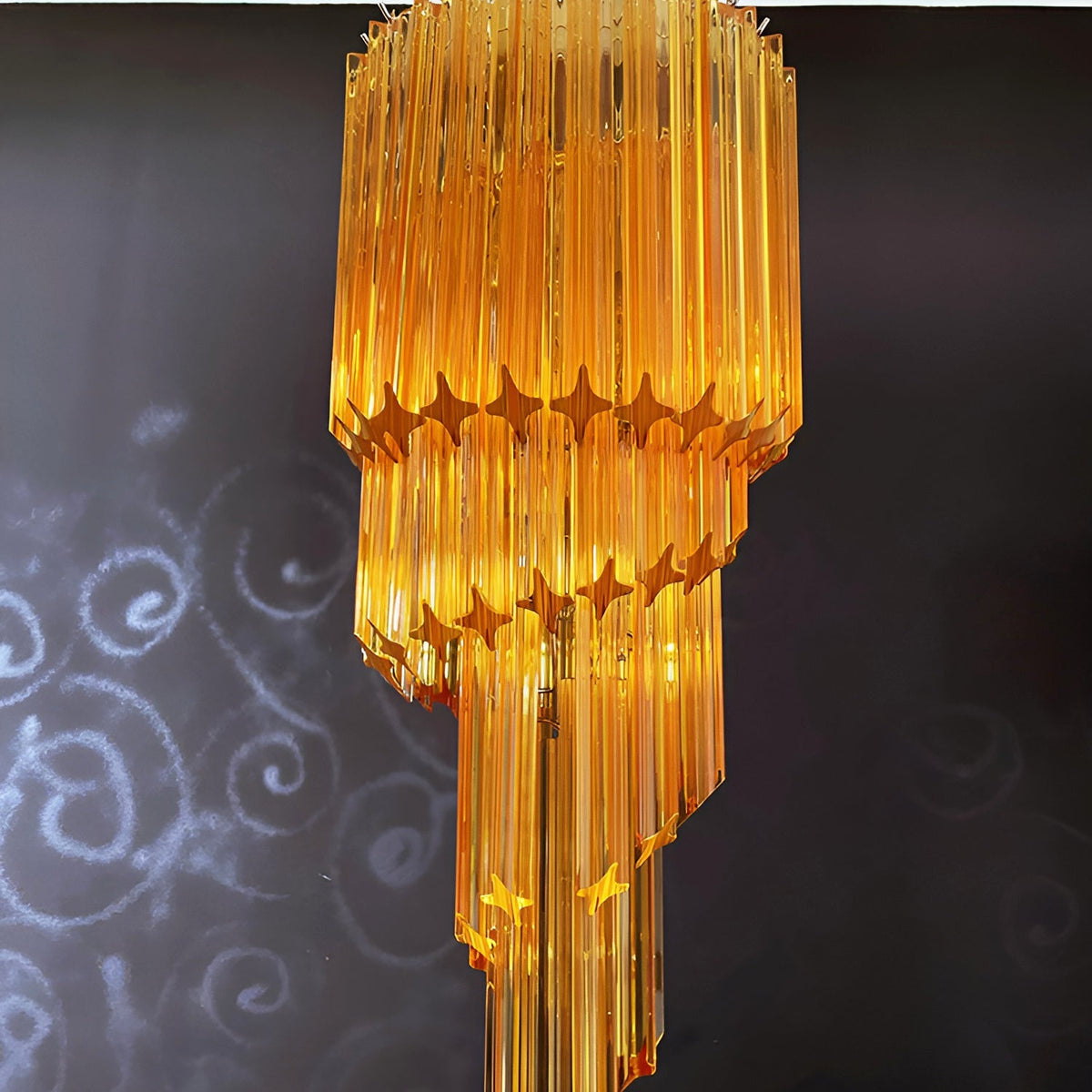 Spiral Prism Glass Chandelier 15.7"