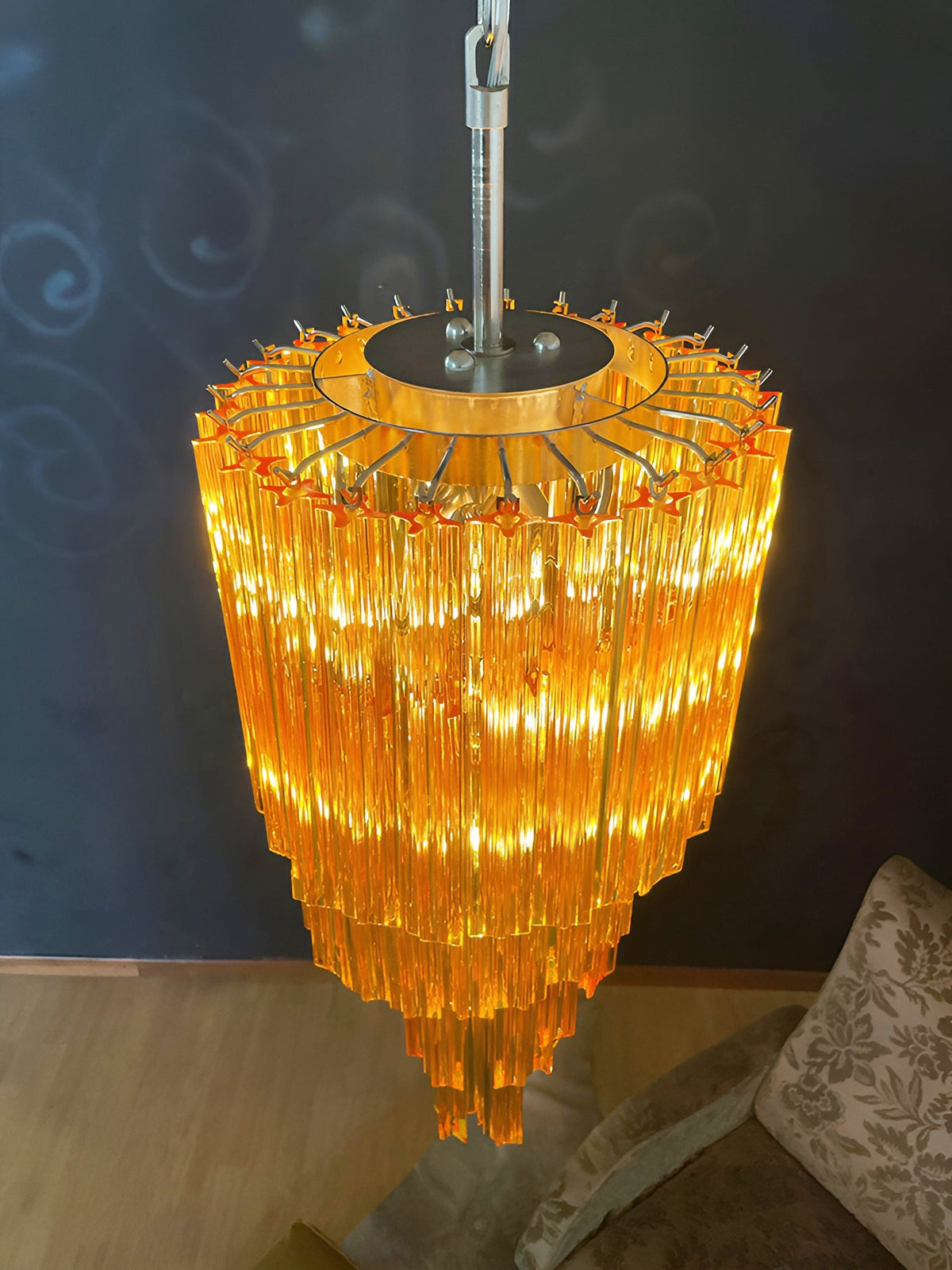 Spiral Prism Glass Chandelier 15.7"