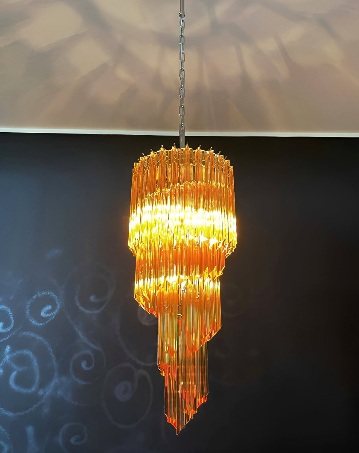 Spiral Prism Glass Chandelier 15.7"