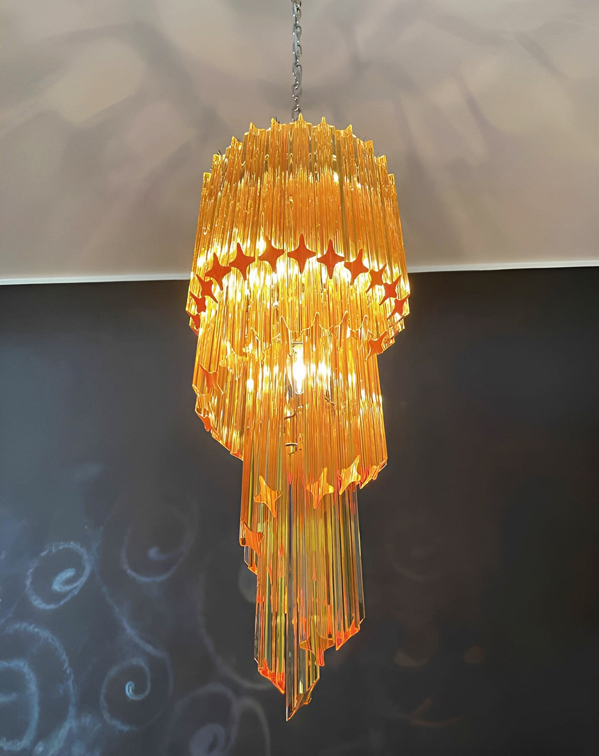 Spiral Prism Glass Chandelier 15.7"