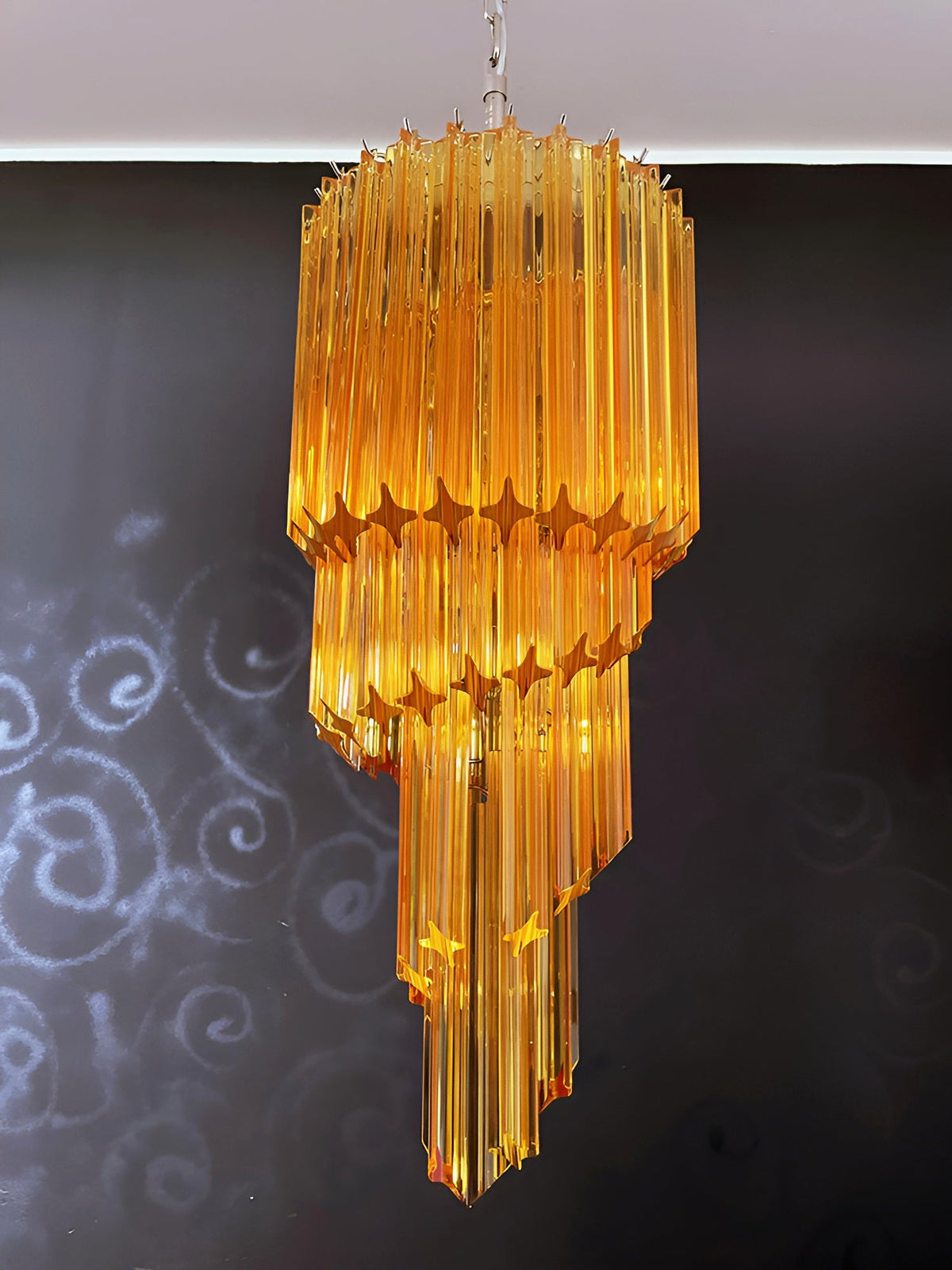 Spiral Prism Glass Chandelier 15.7"