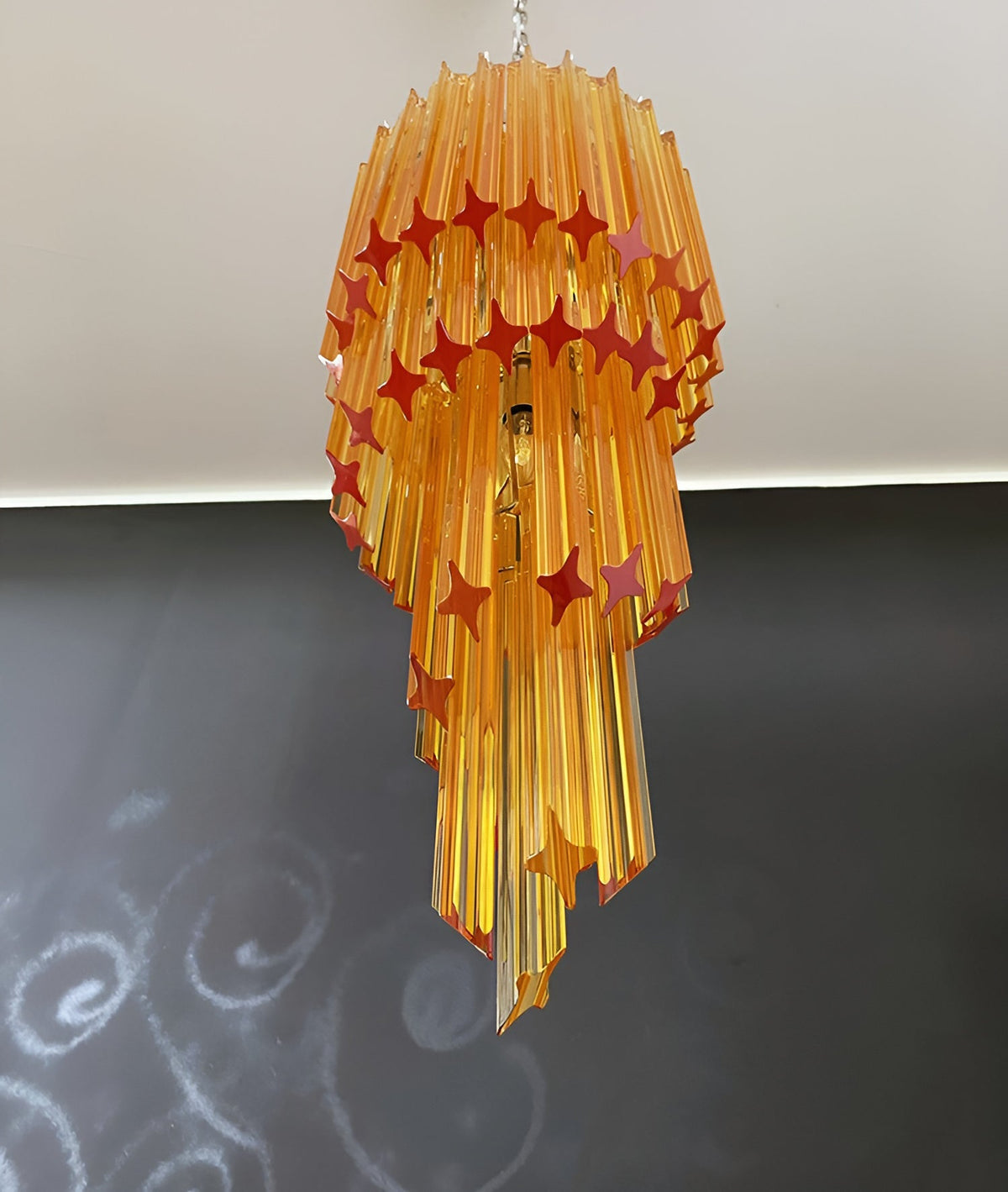 Spiral Prism Glass Chandelier 15.7"