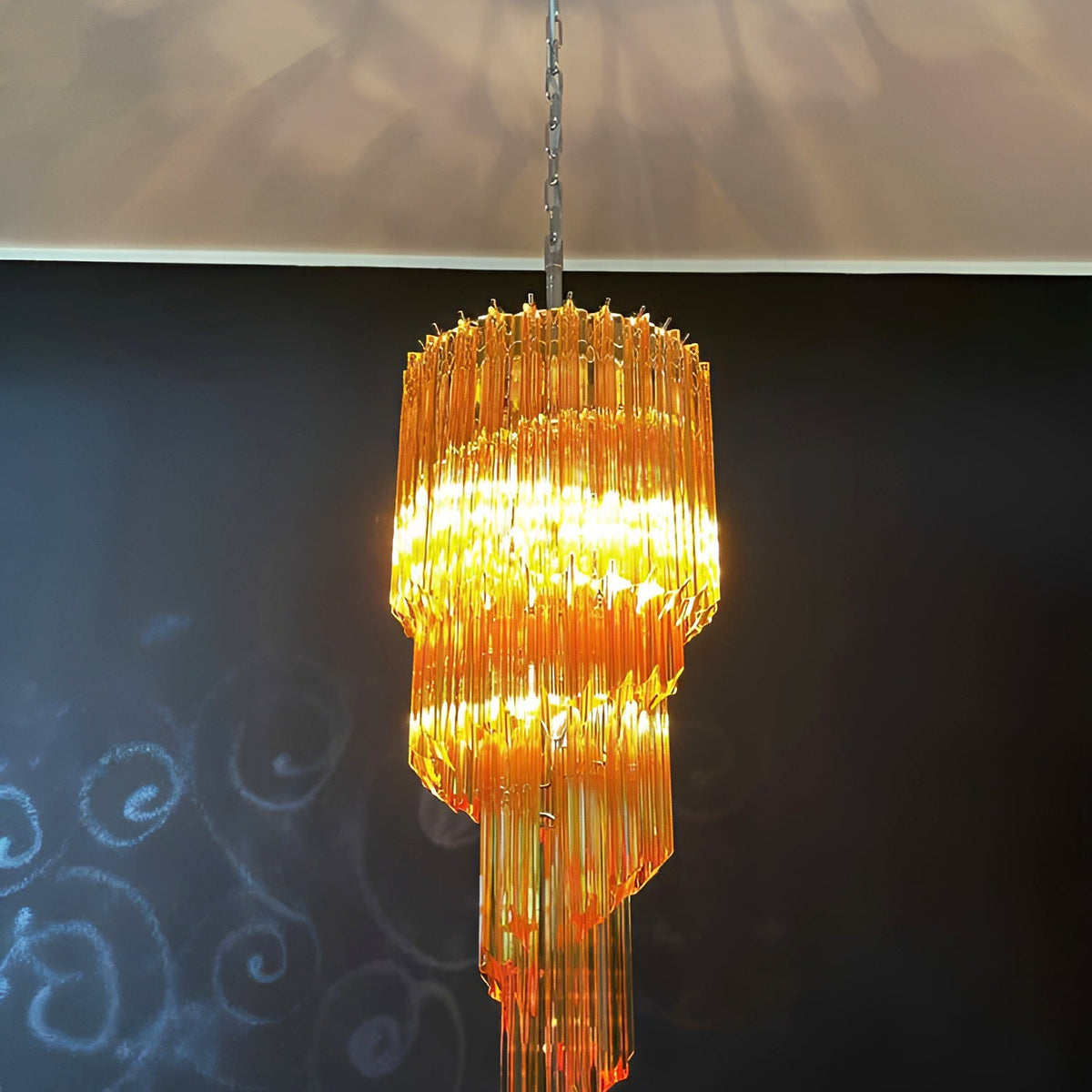 Spiral Prism Glass Chandelier 15.7"