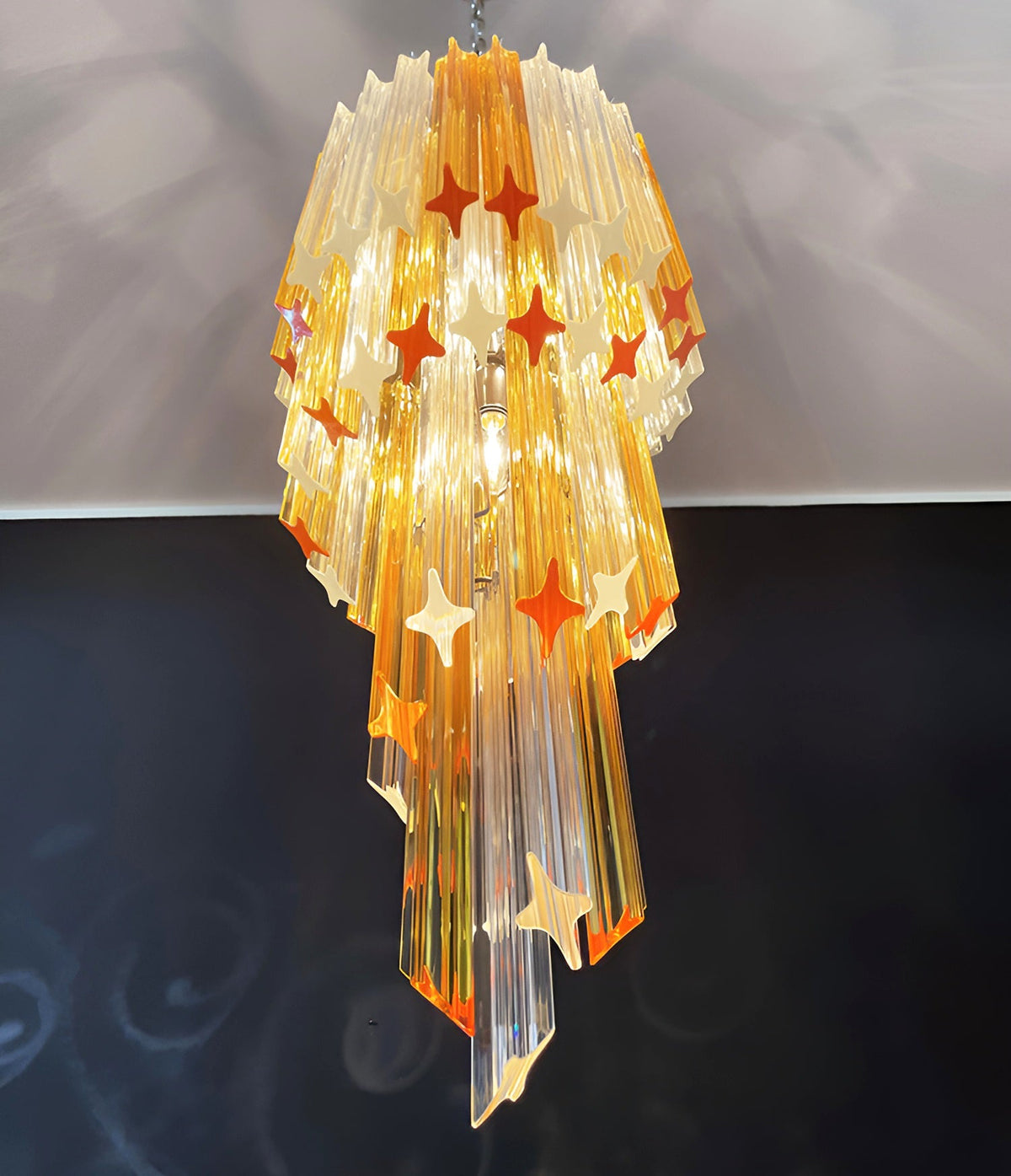 Spiral Prism Glass Chandelier 15.7"