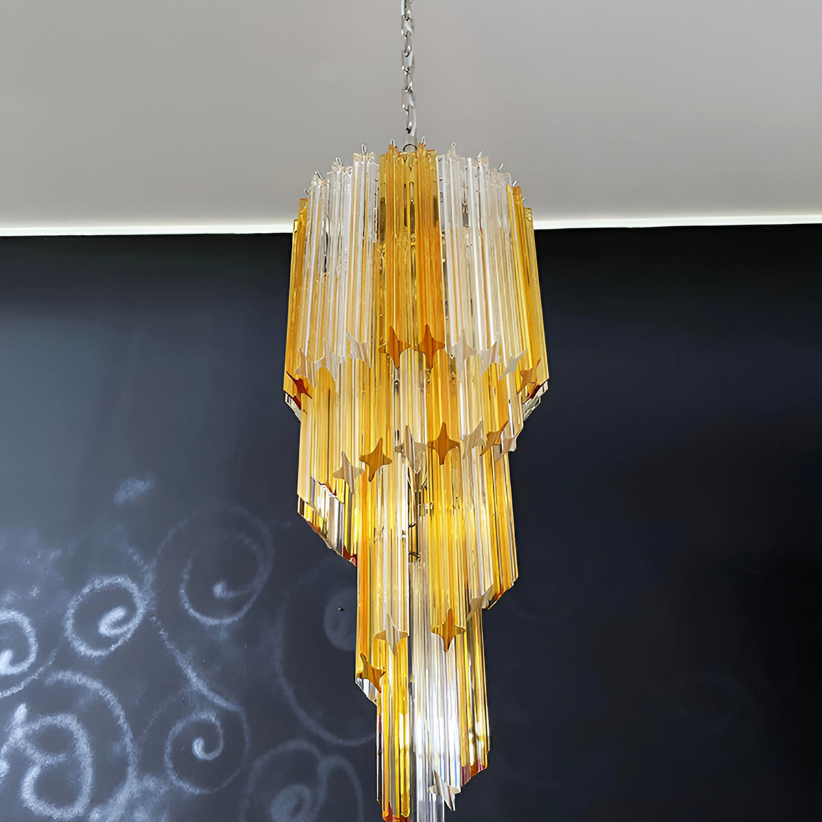 Spiral Prism Glass Chandelier 15.7"