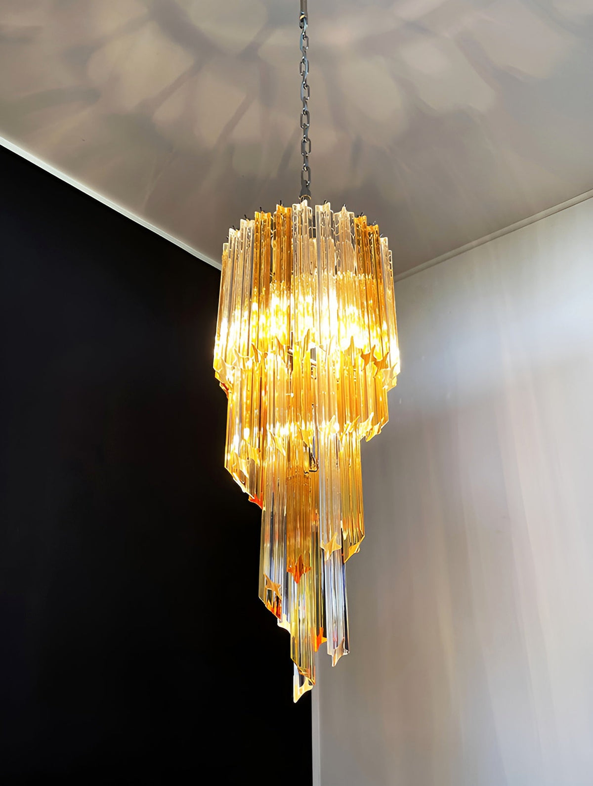 Spiral Prism Glass Chandelier 15.7"