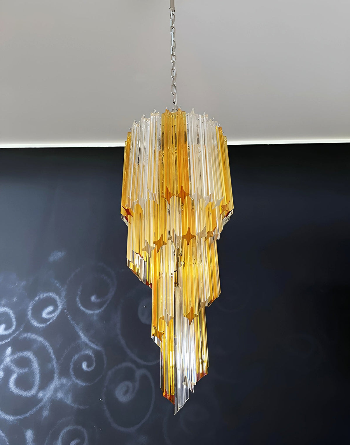 Spiral Prism Glass Chandelier 15.7"