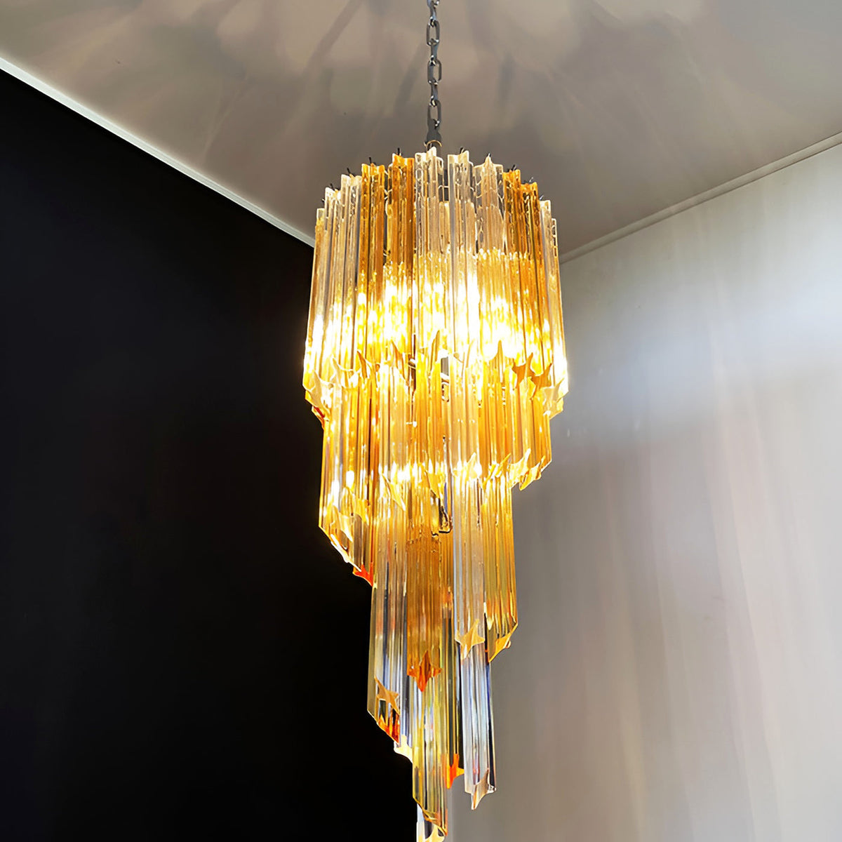 Spiral Prism Glass Chandelier 15.7"