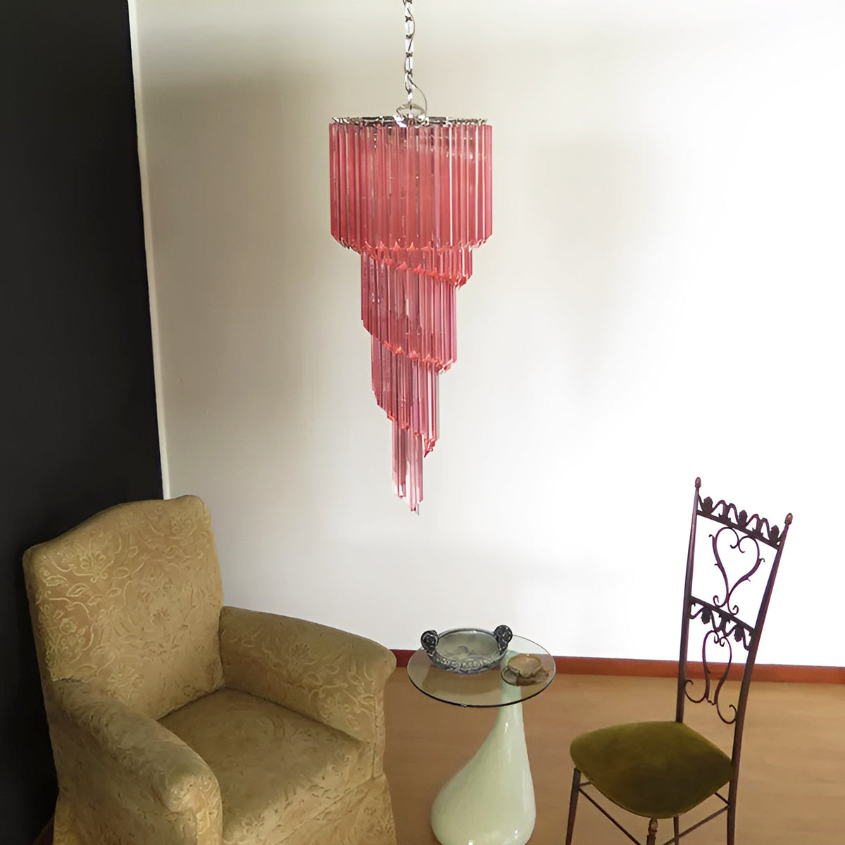 Spiral Prism Glass Chandelier 15.7"