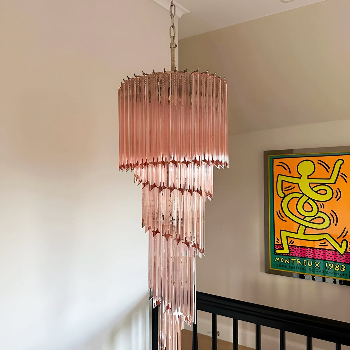 Spiral Prism Glass Chandelier 15.7"