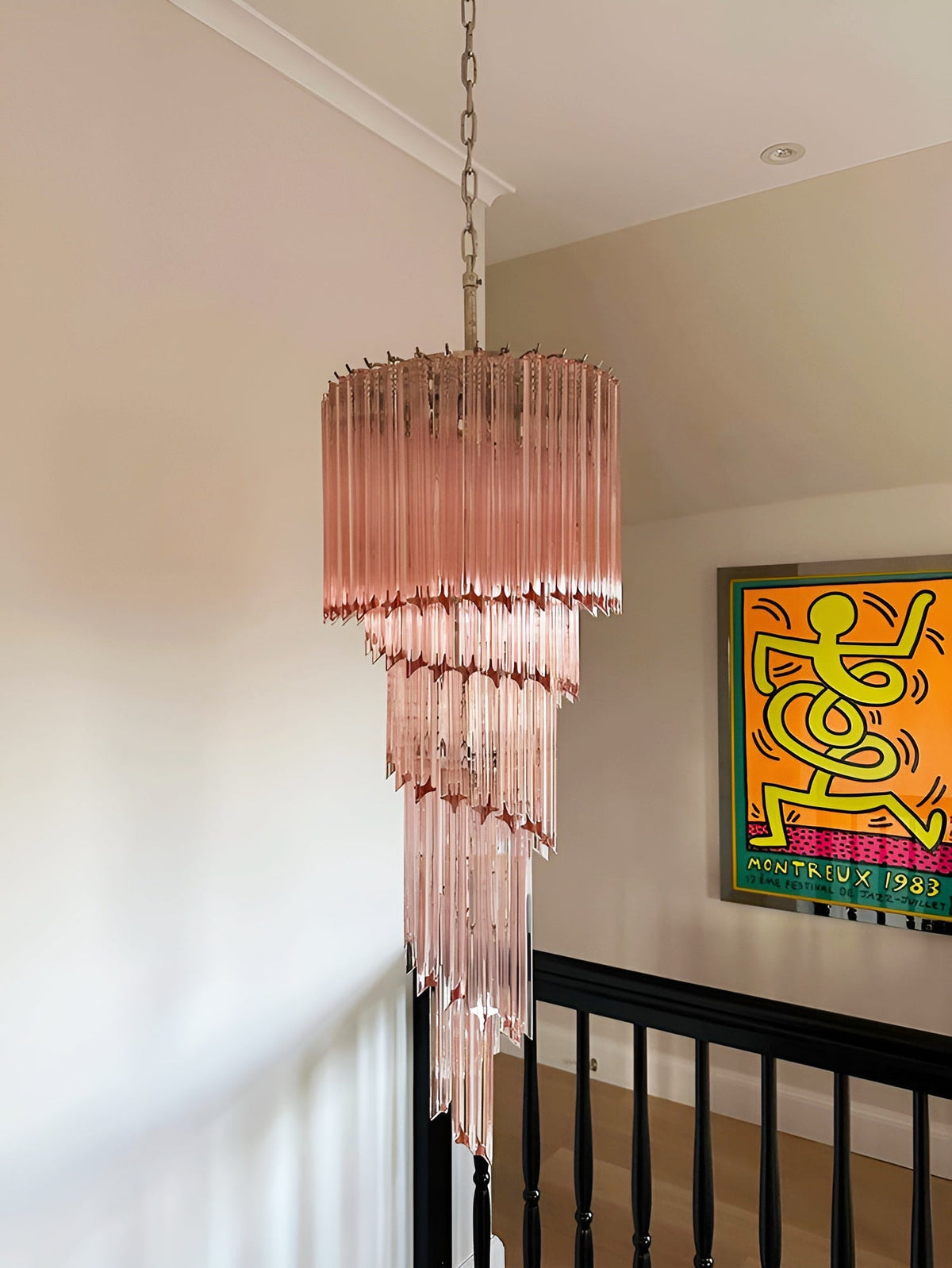 Spiral Prism Glass Chandelier 15.7"