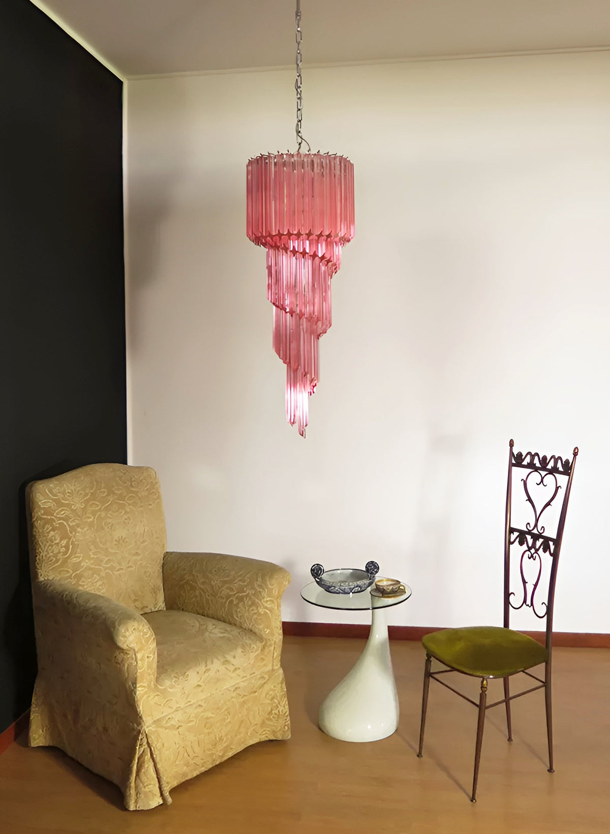 Spiral Prism Glass Chandelier 15.7"